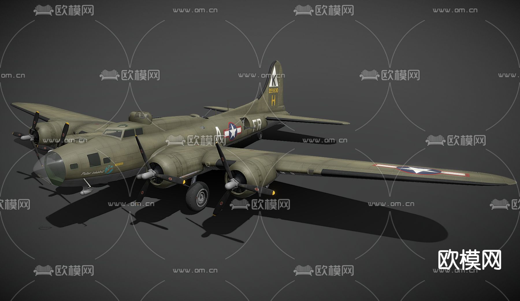 二战轰炸机 运输机 战斗机 螺旋桨飞机su模型下载（渲染图3）