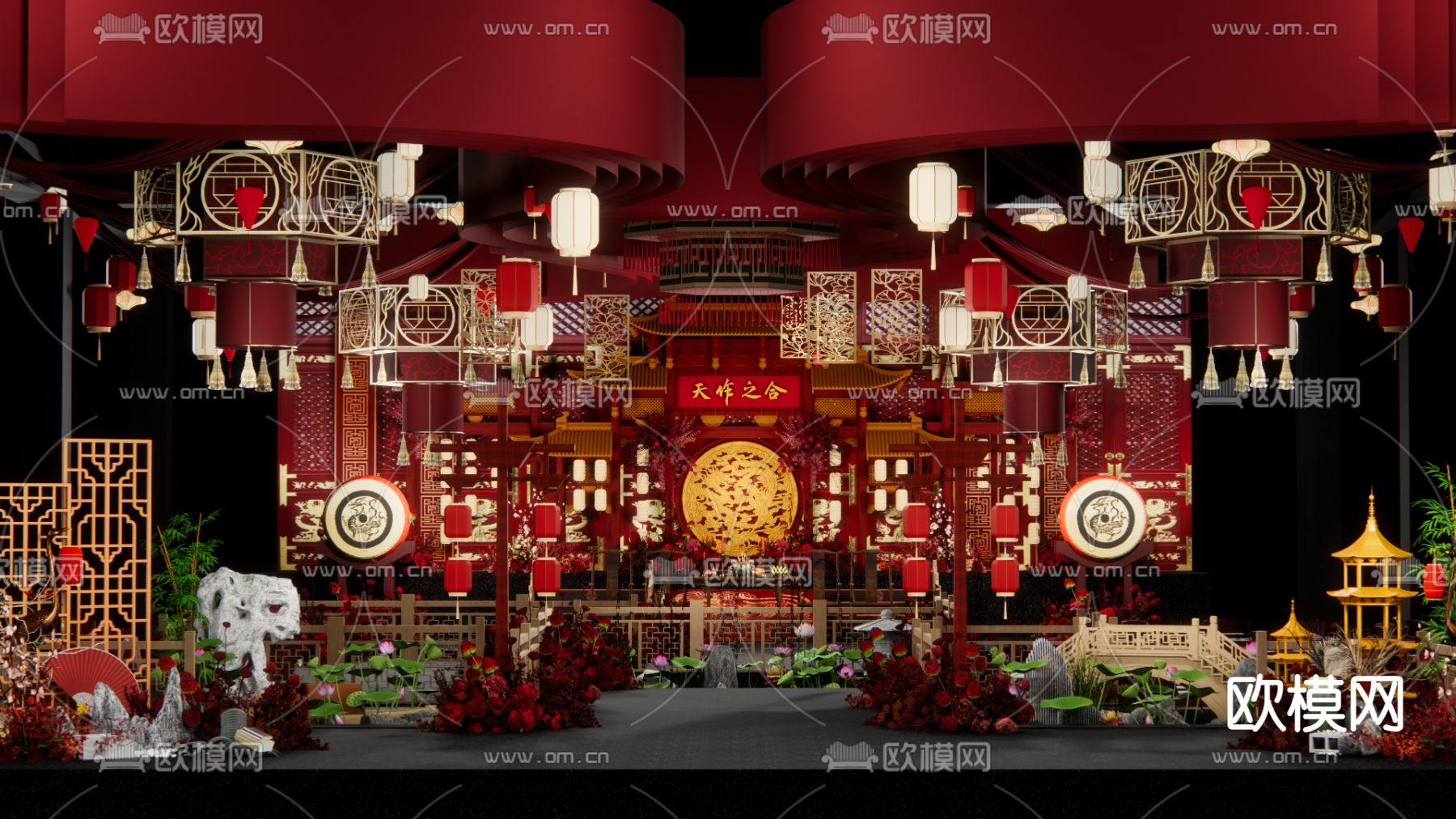 中式婚礼su模型下载（渲染图5）