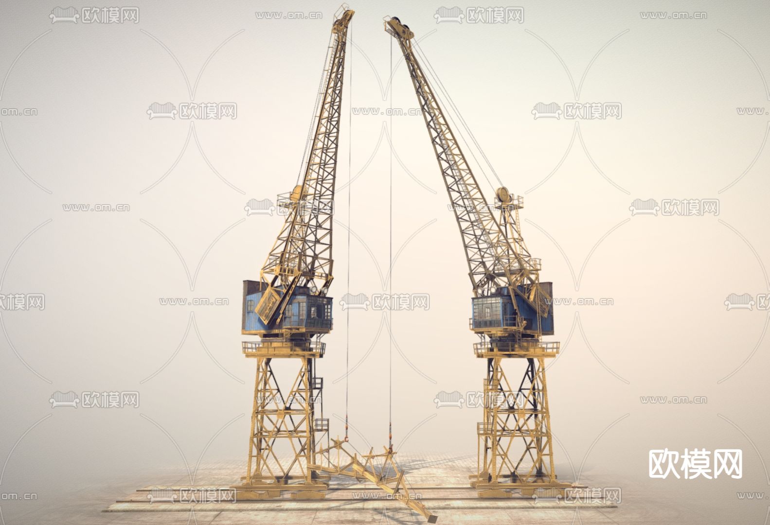 工业塔吊 起重机3d模型下载（渲染图2）