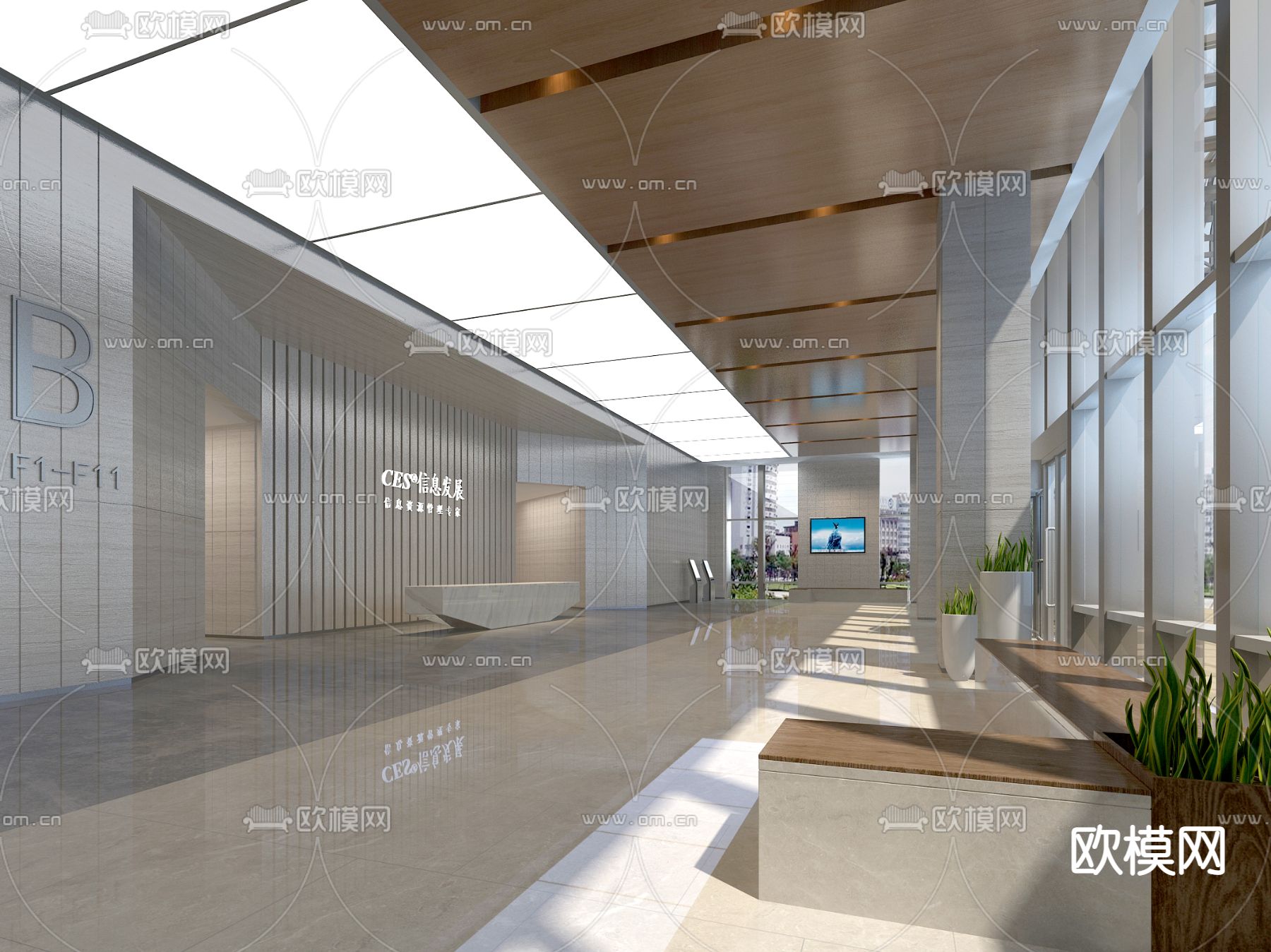 大理石接待 接待前台3d模型下载