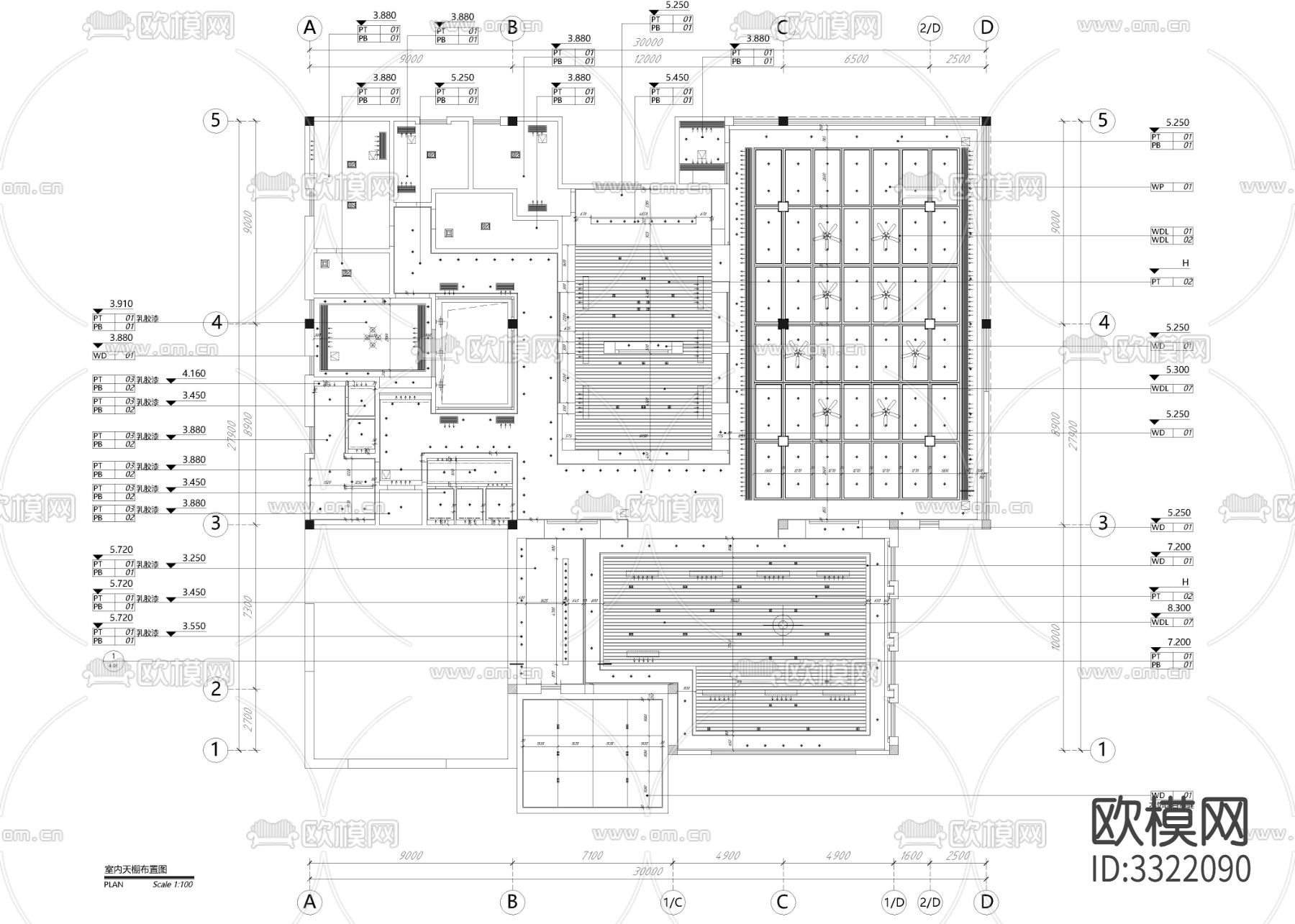 720㎡售楼处cad平面图下载（渲染图2）