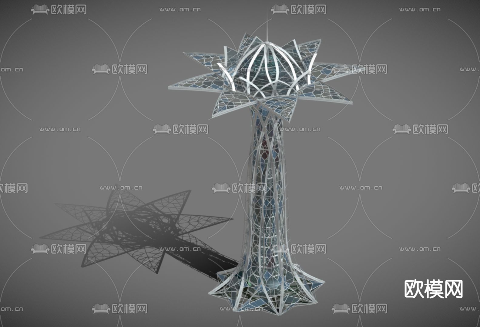 未来感建筑 仿生建筑 科技感高层楼su模型下载（渲染图3）