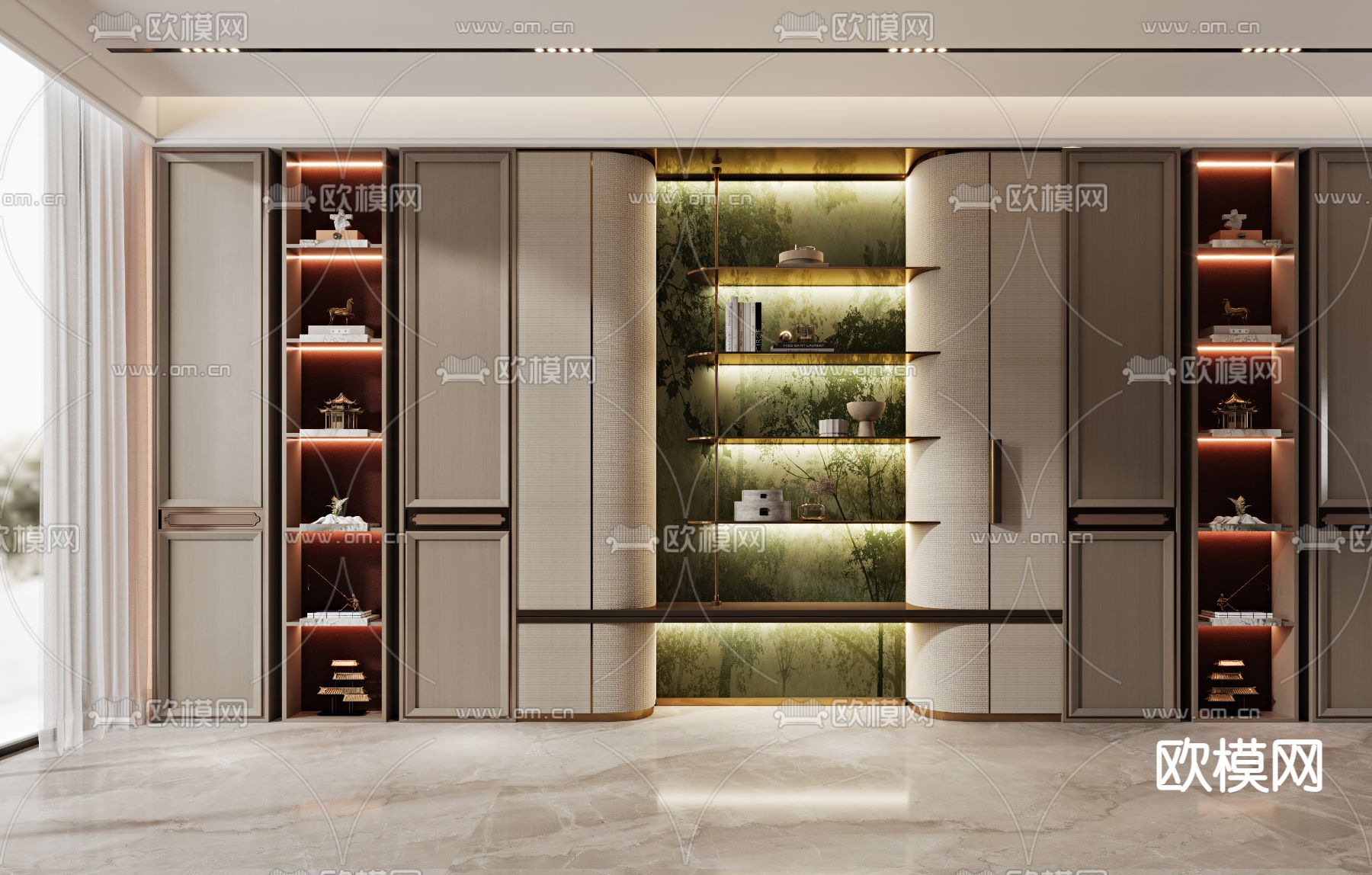 新中式 装饰柜3d模型下载