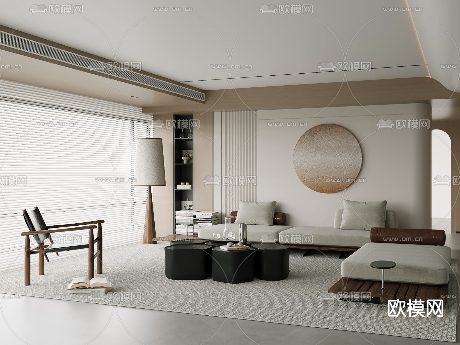 侘寂风客厅3d模型下载