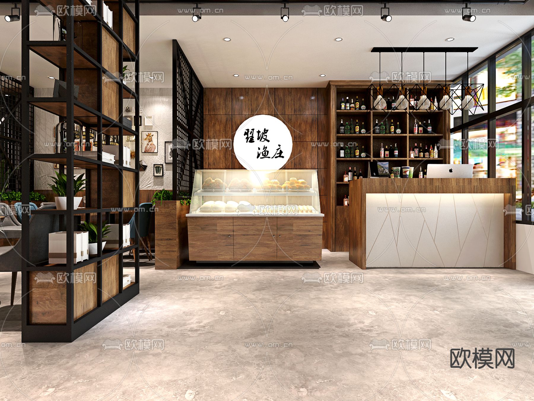 工业风中餐厅3d模型下载（渲染图2）