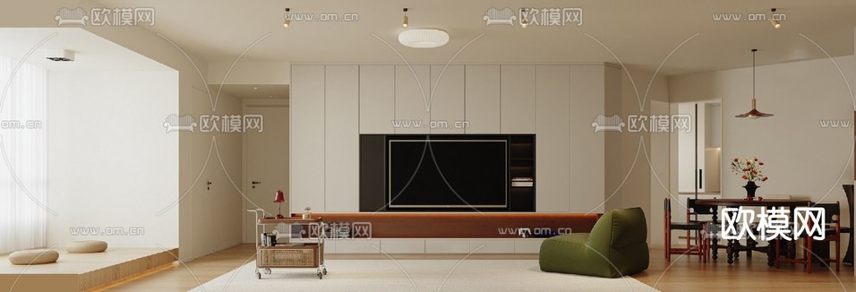 中古风客餐厅3d模型下载(渲染图2)