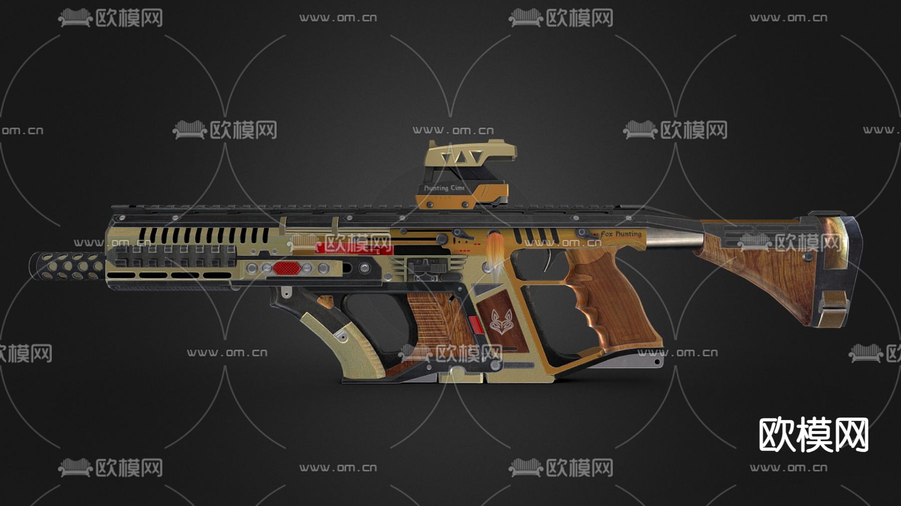 科技感武器 步枪枪械 游戏武器 游戏装备su模型下载（渲染图2）