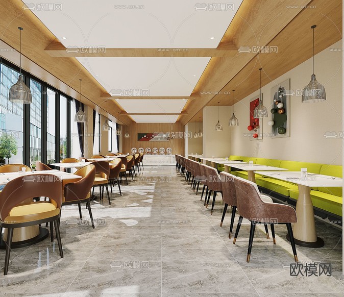 现代自助餐厅3d模型下载