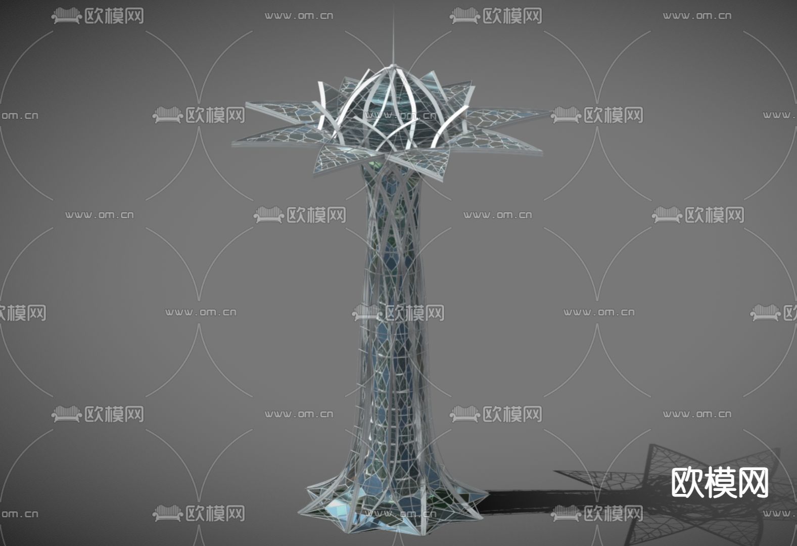 未来感建筑 仿生建筑 科技感高层楼su模型下载（渲染图2）