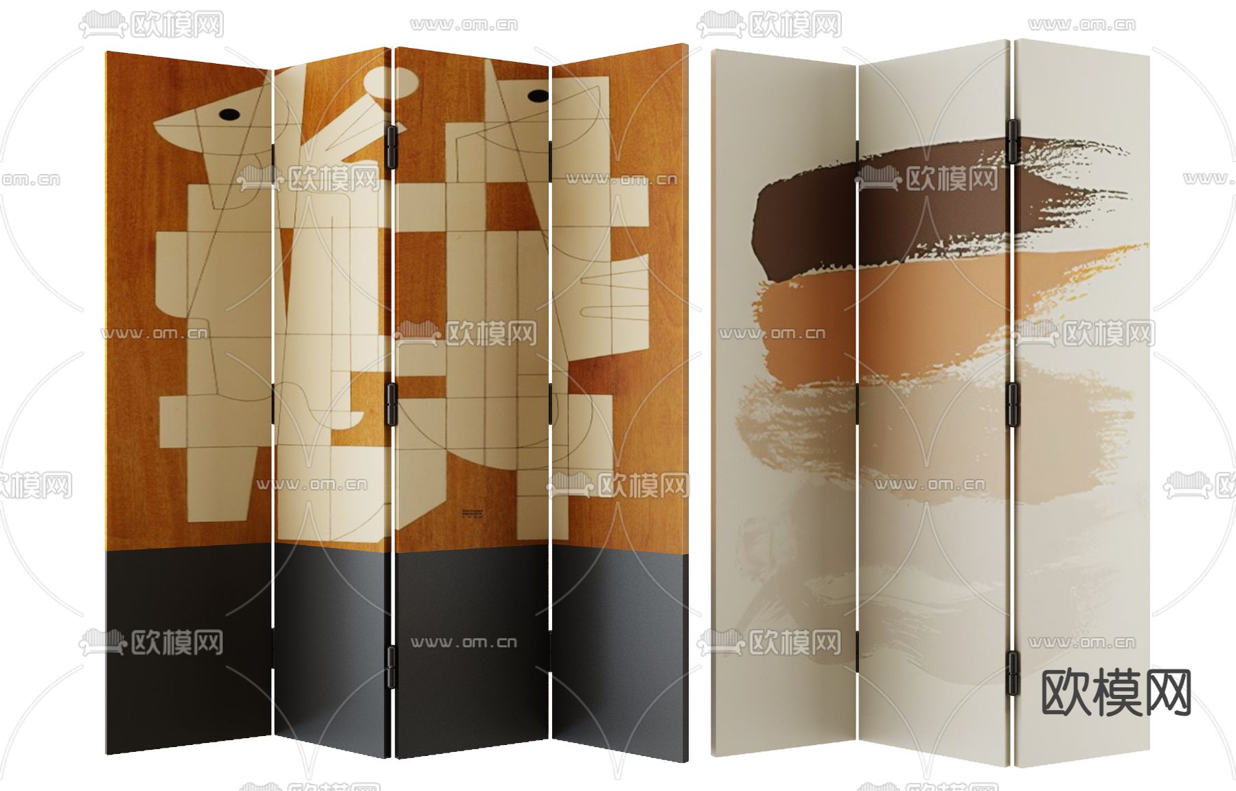 北欧屏风 壁画屏风3d模型下载