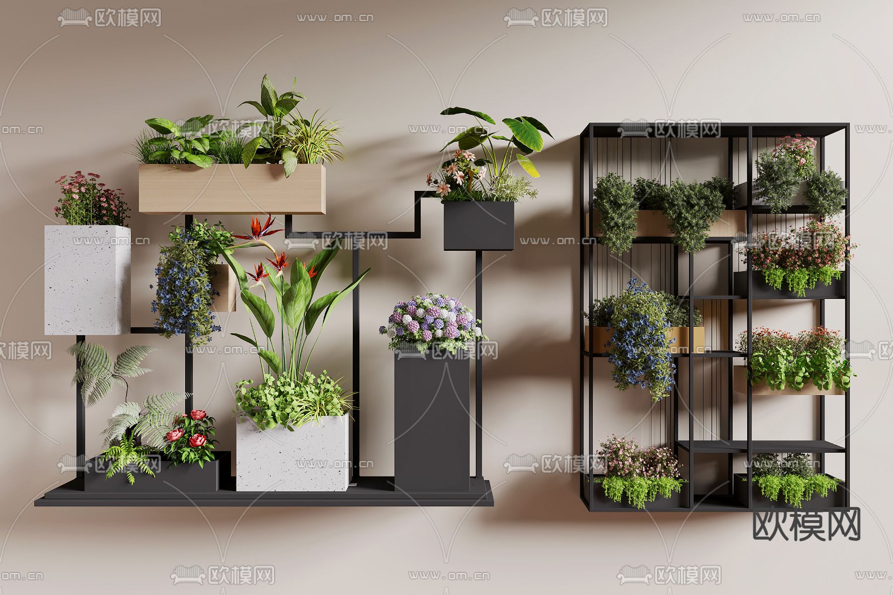 绿植花卉 植物堆3d模型下载