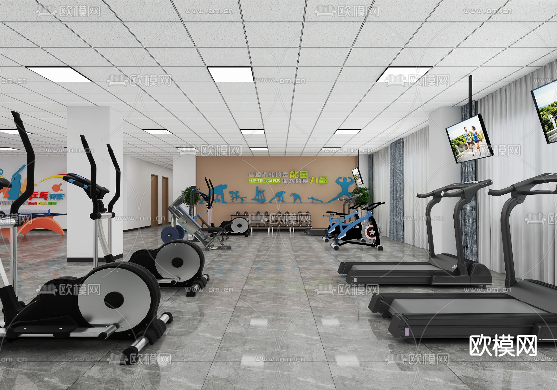 活动室 老年活动中心3d模型下载（渲染图4）