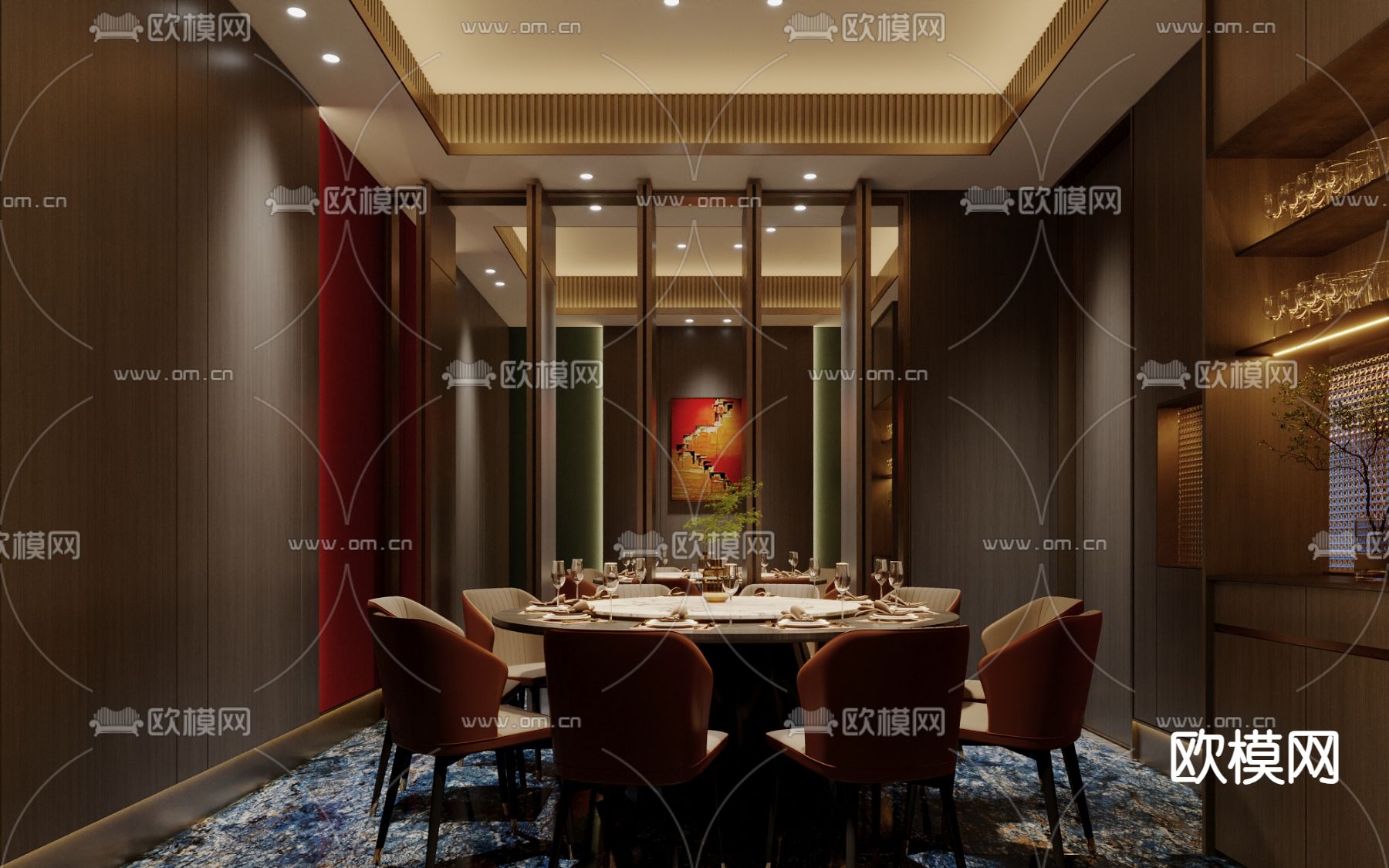 餐厅包厢 包房su模型下载（渲染图3）