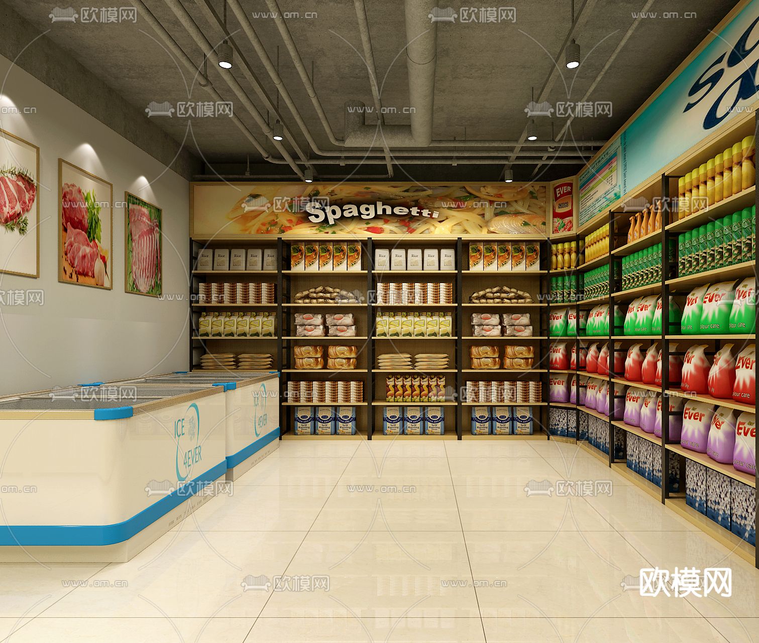 生鲜超市 生活超市3d模型下载（渲染图3）