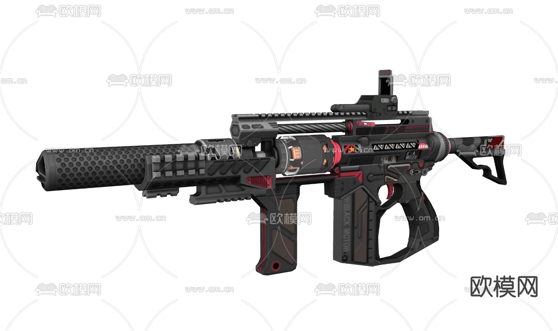 科技感武器 步枪枪械 游戏武器 游戏装备su模型下载（渲染图1）