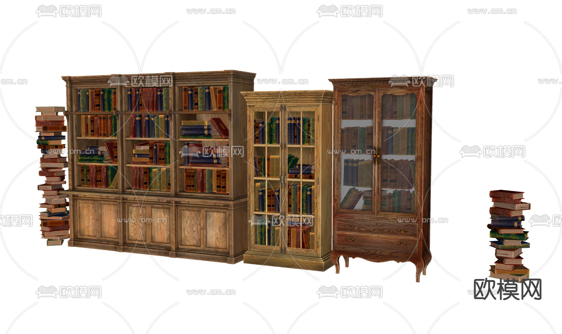 复古书柜 复古家具 古籍 古书su模型下载（渲染图3）