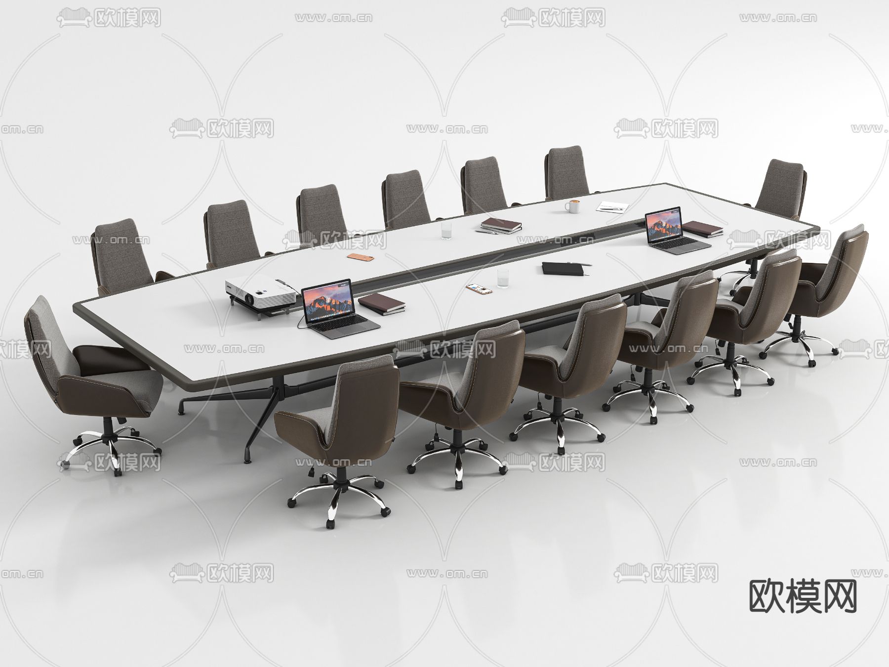 会议桌椅组合3d模型下载