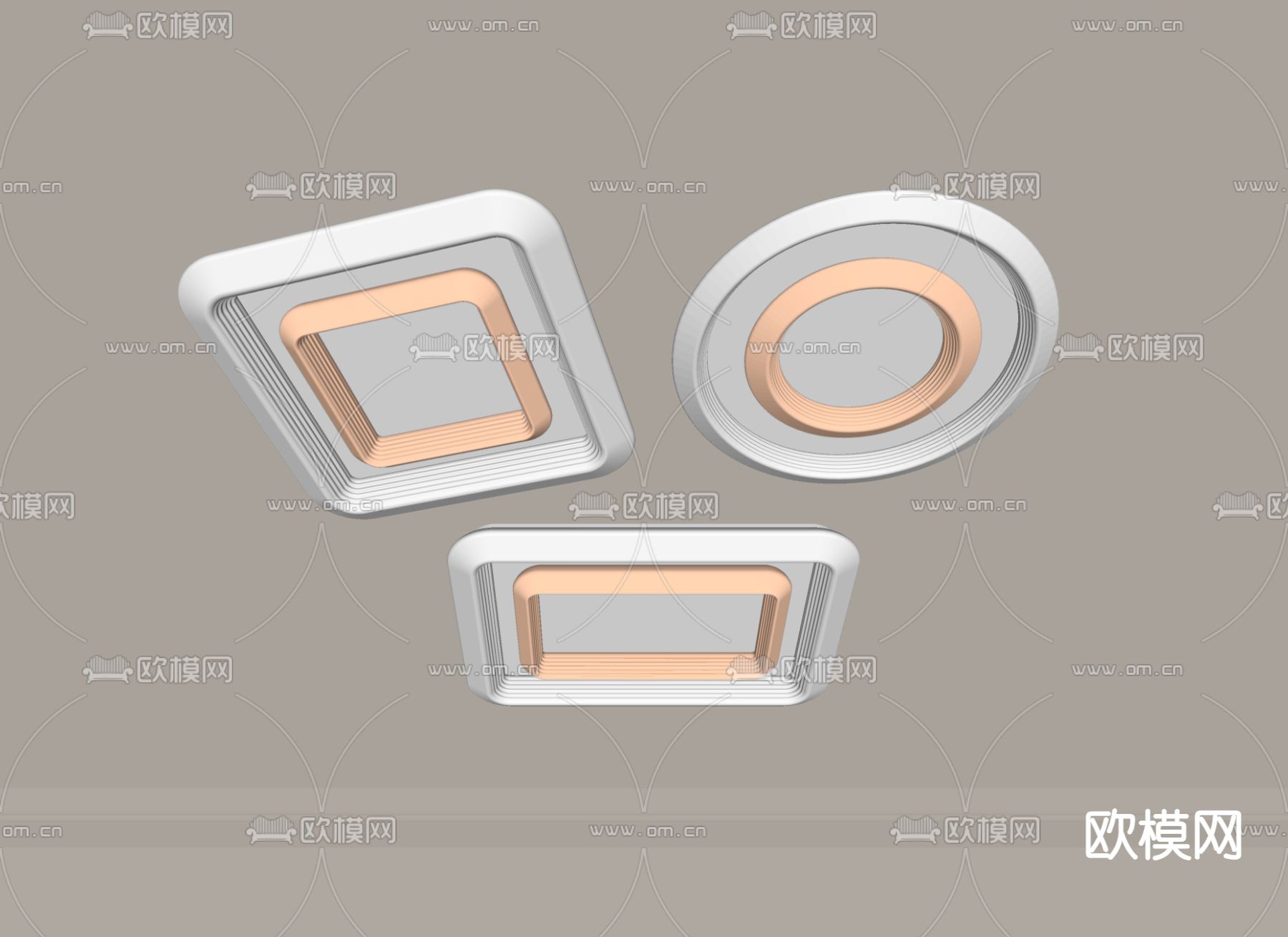 现代吸顶灯su模型下载（渲染图1）