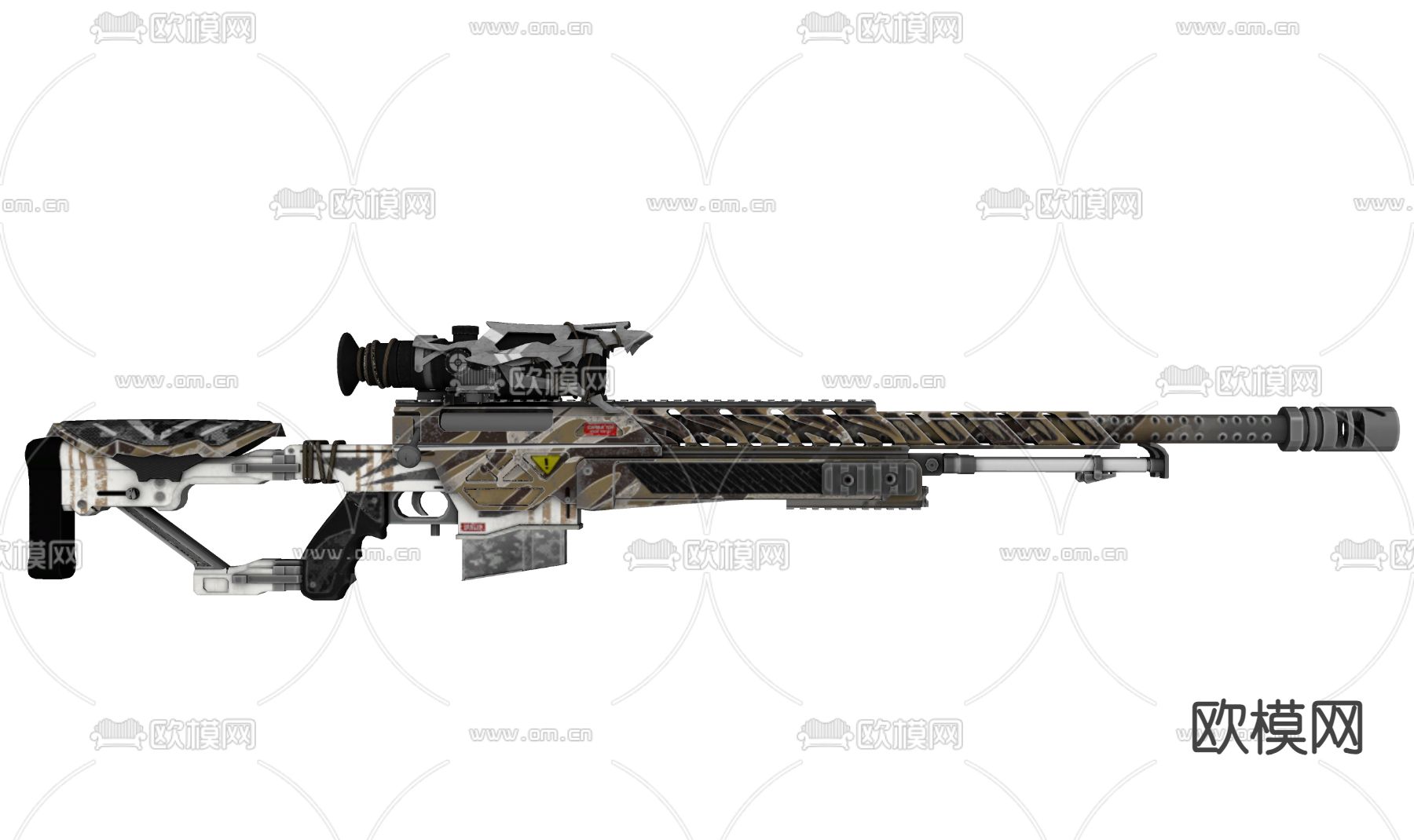 科技感武器 步枪枪械 游戏武器 游戏装备su模型下载（渲染图1）