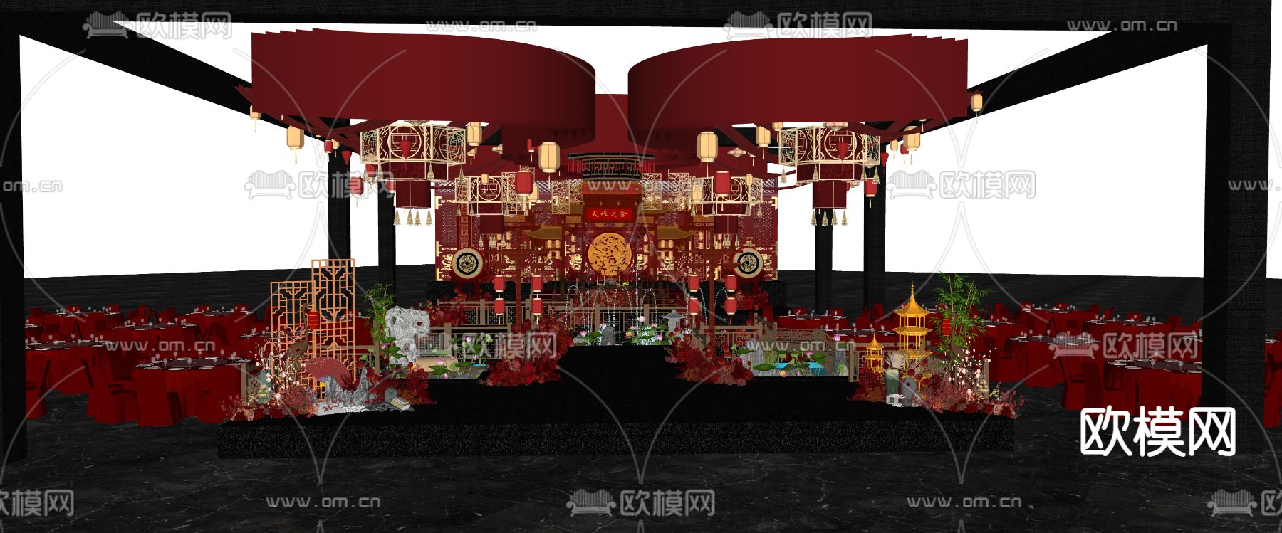 中式婚礼su模型下载（渲染图3）