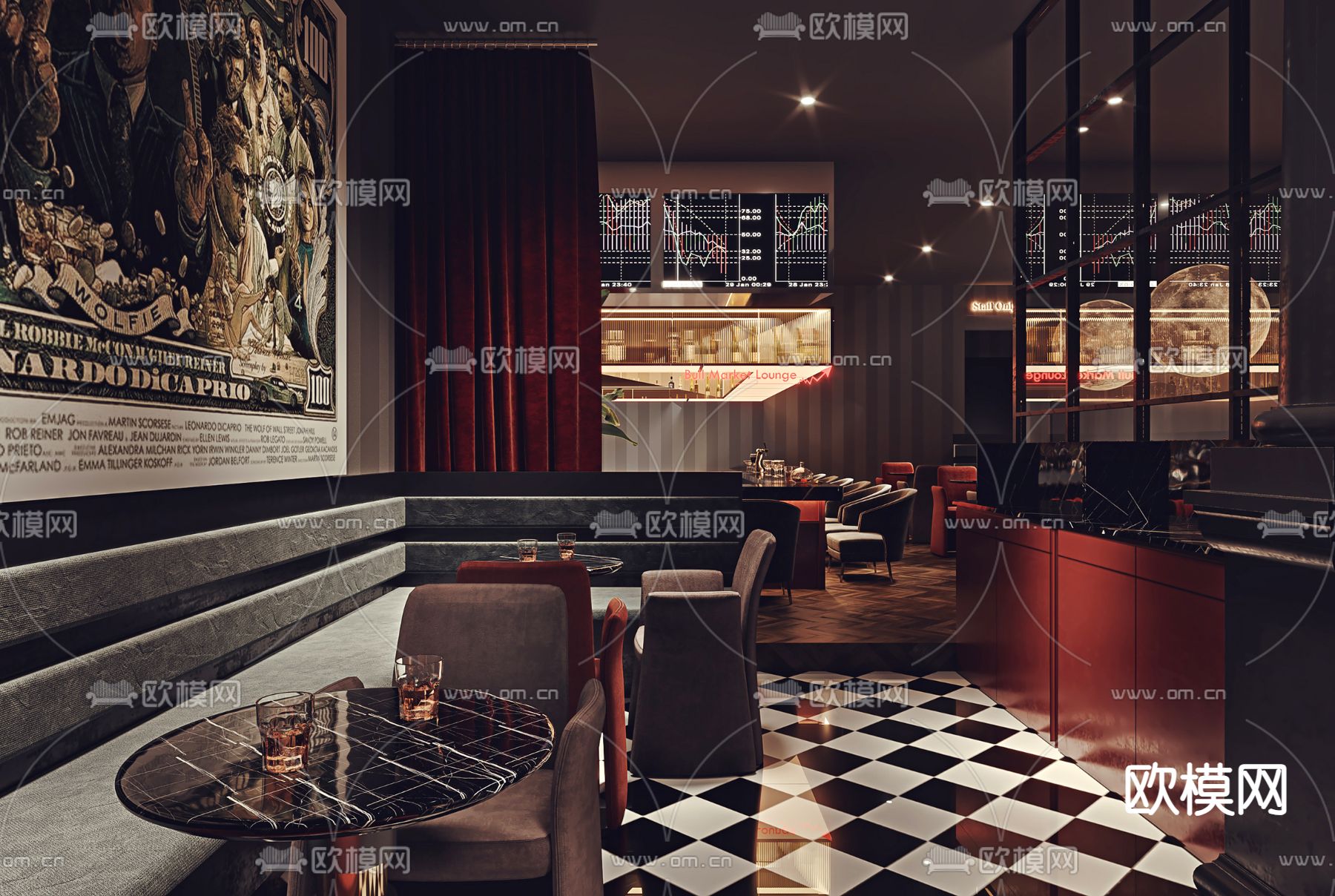 轻奢酒吧 清吧3d模型下载