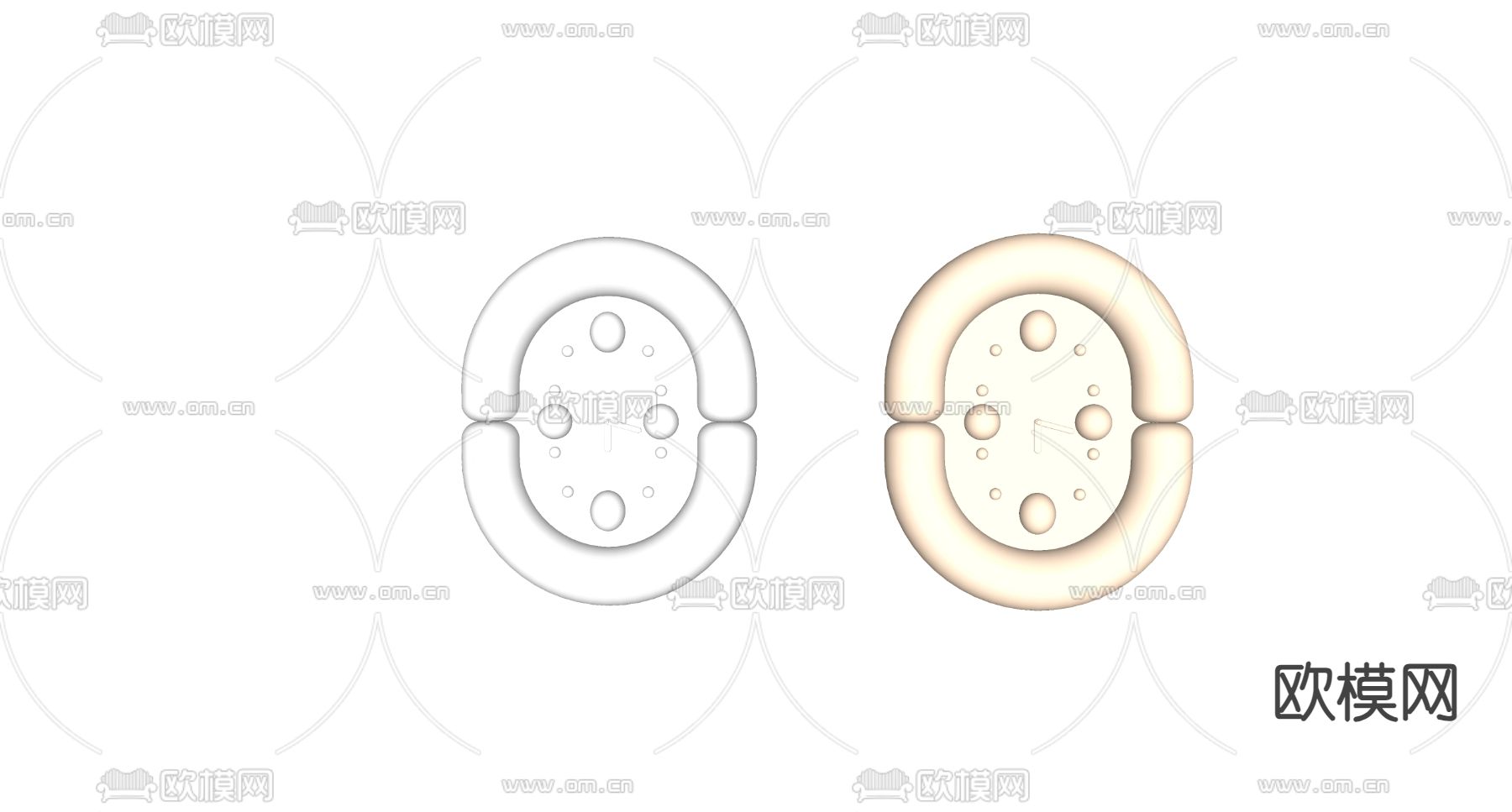 奶油风挂钟 钟表su模型下载（渲染图1）