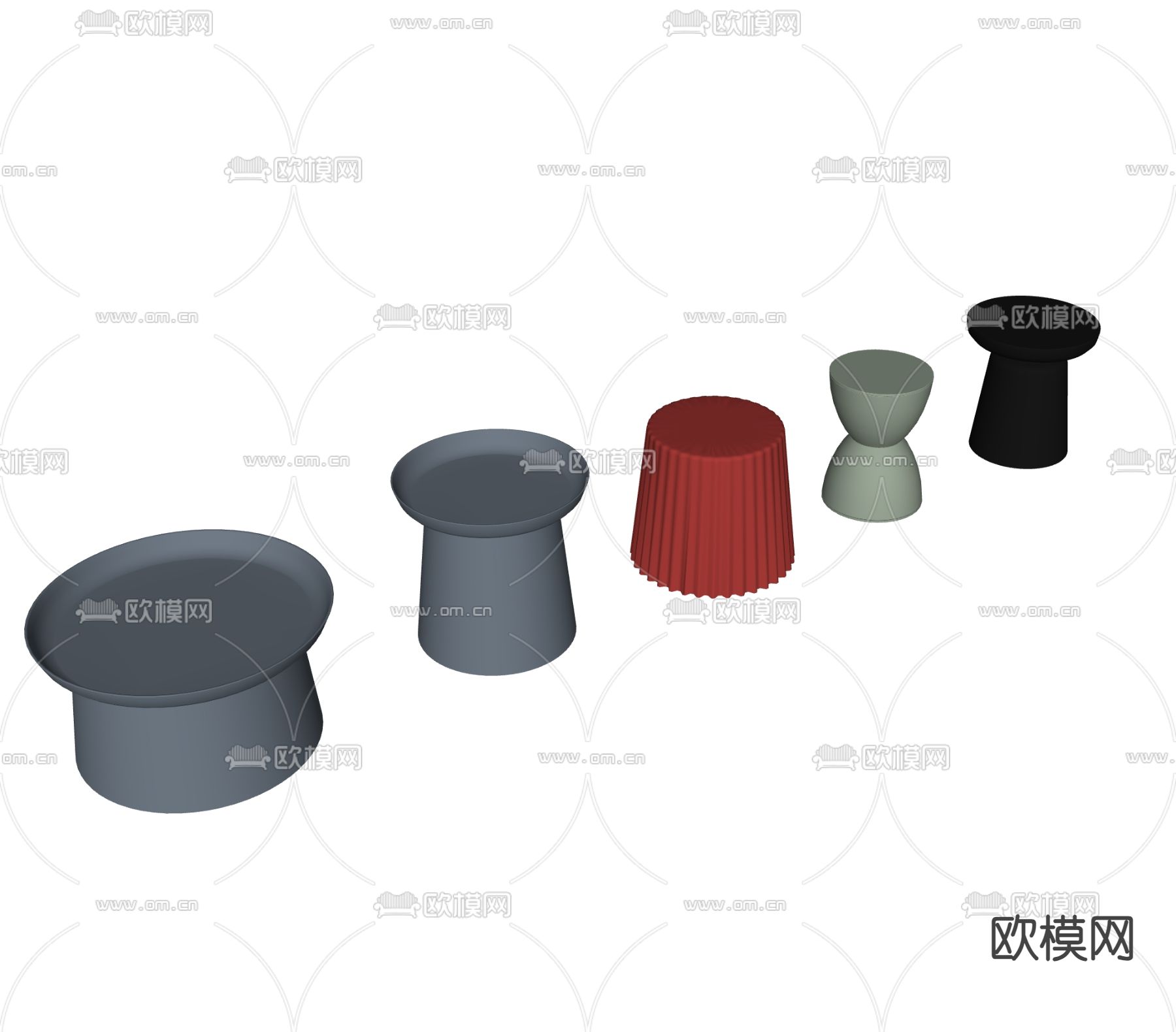 北欧角几 圆几 简约边几su模型下载（渲染图2）