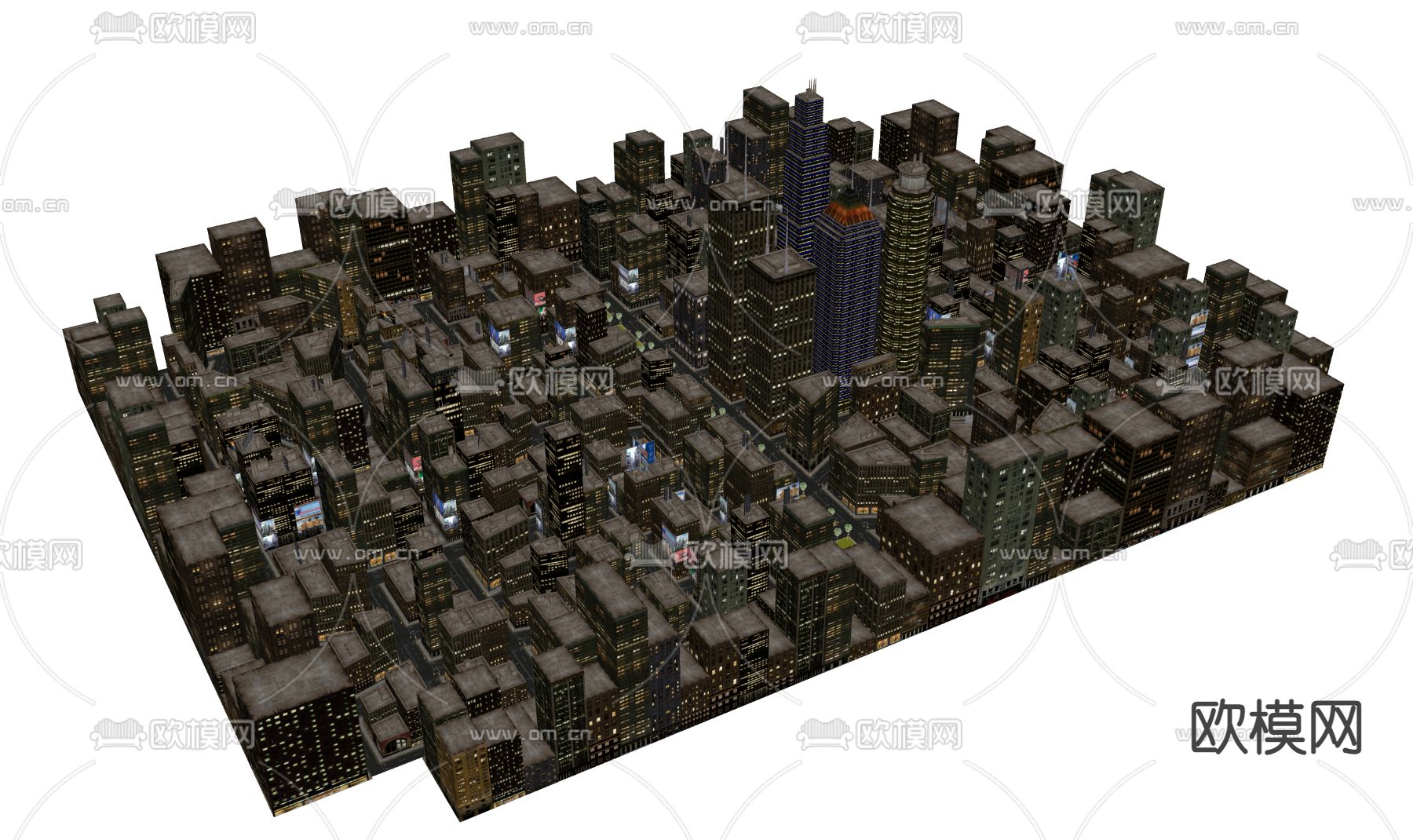 城市简模规划 城市建筑su模型下载（渲染图1）