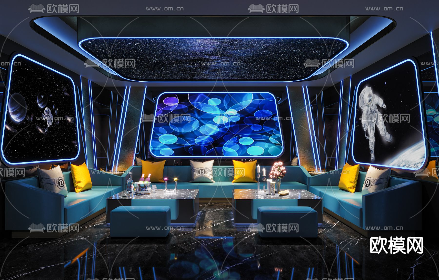 现代KTV包房3d模型下载（渲染图1）