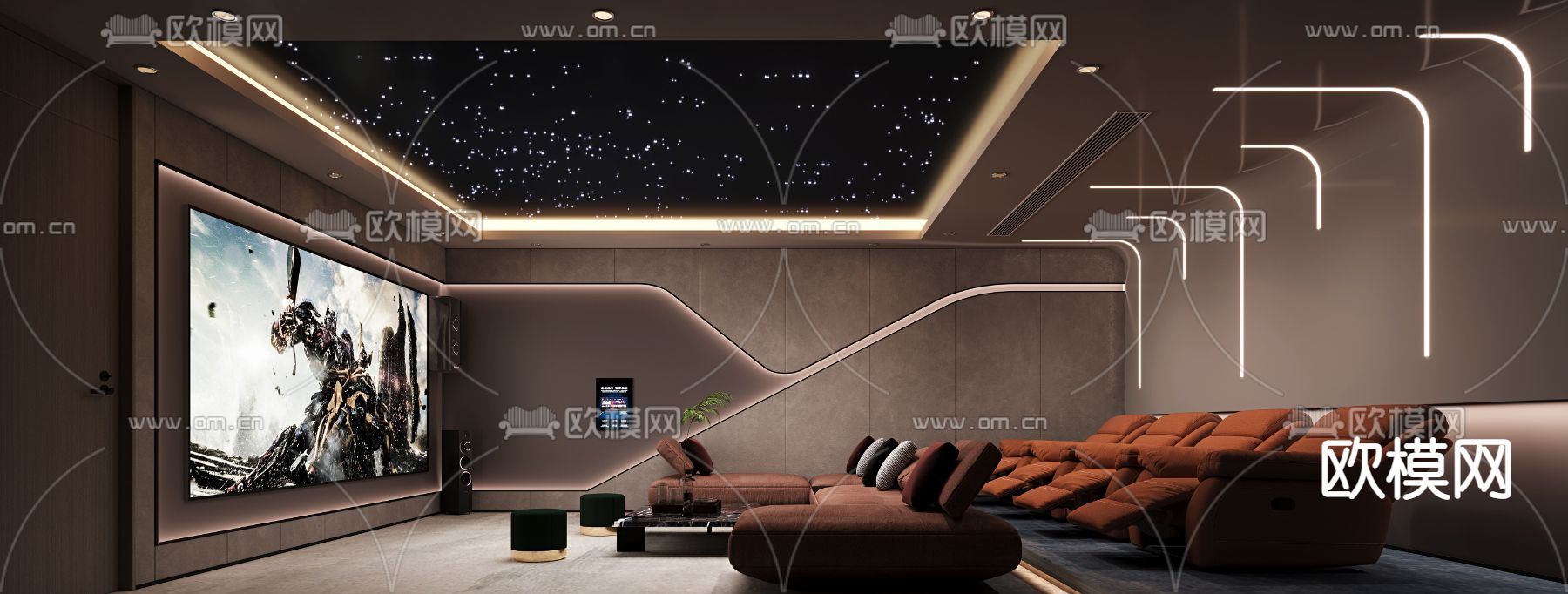 现代影音室3d模型下载