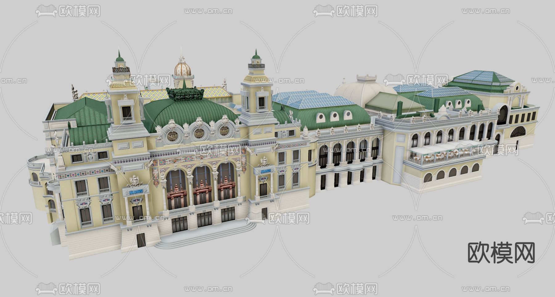 欧式建筑构件 蒙特卡洛赌场3d模型下载（渲染图1）