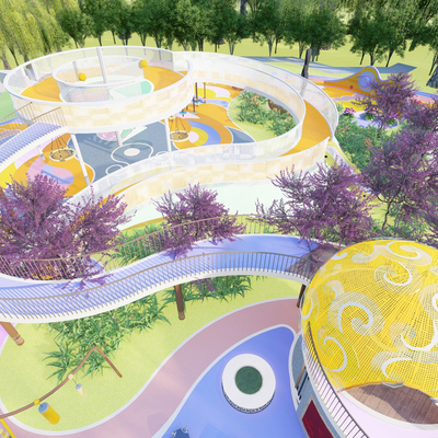  现代儿童乐园su模型 