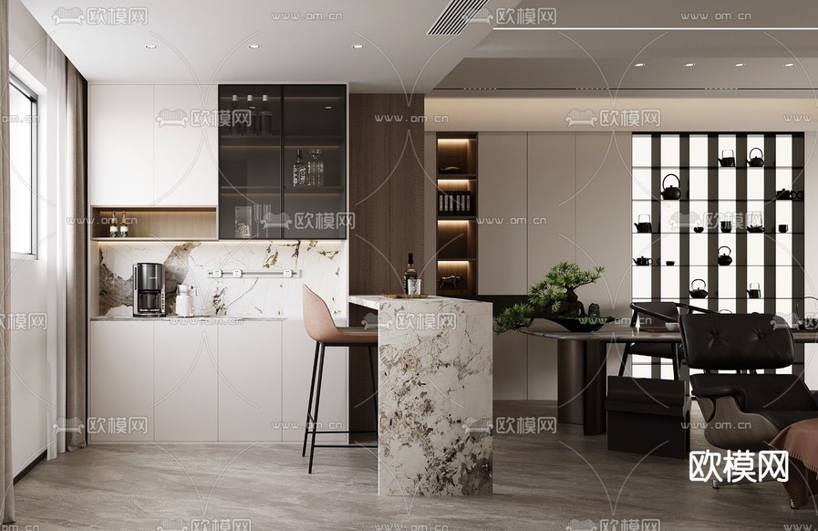 轻奢客餐厅3d模型下载(渲染图4)