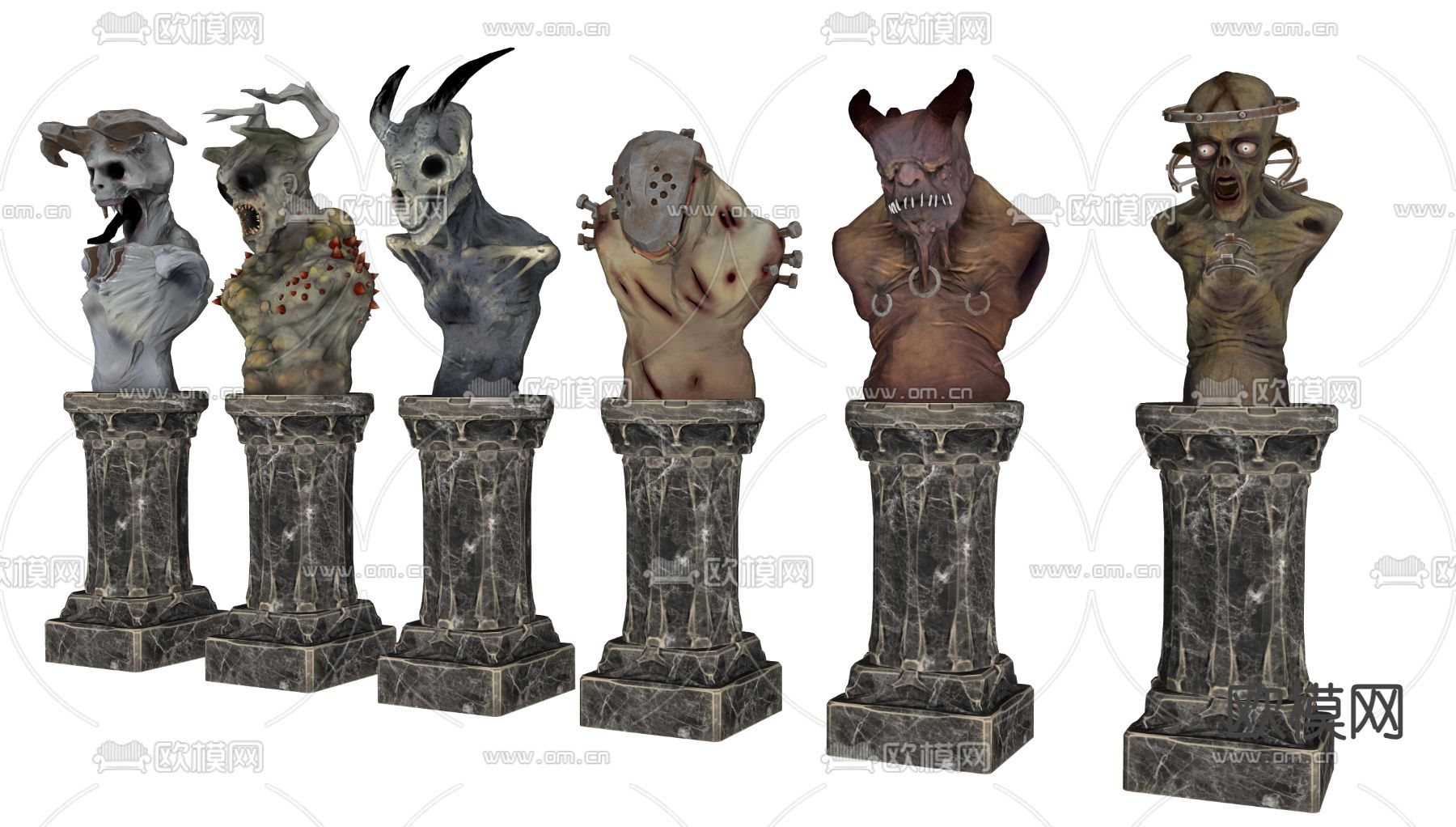 恐怖雕塑 景观雕塑 恐怖氛围小品su模型下载（渲染图2）