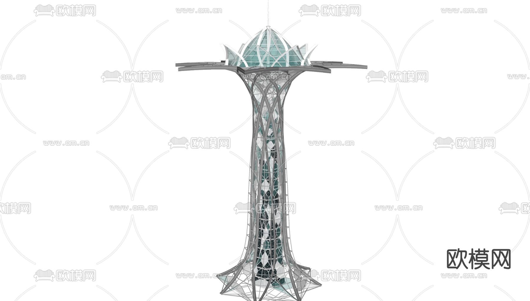 未来感建筑 仿生建筑 科技感高层楼su模型下载（渲染图1）
