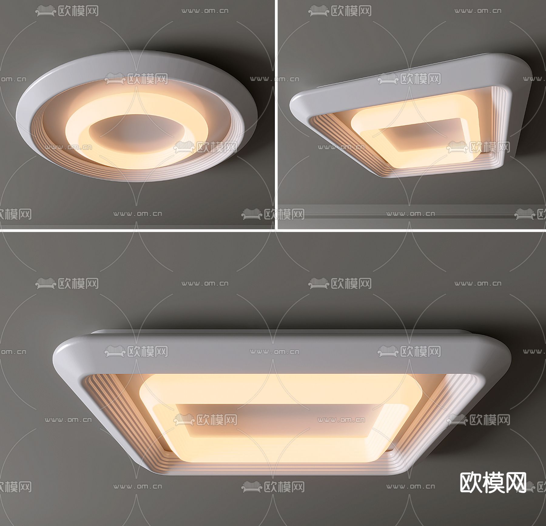 现代吸顶灯su模型下载（渲染图2）