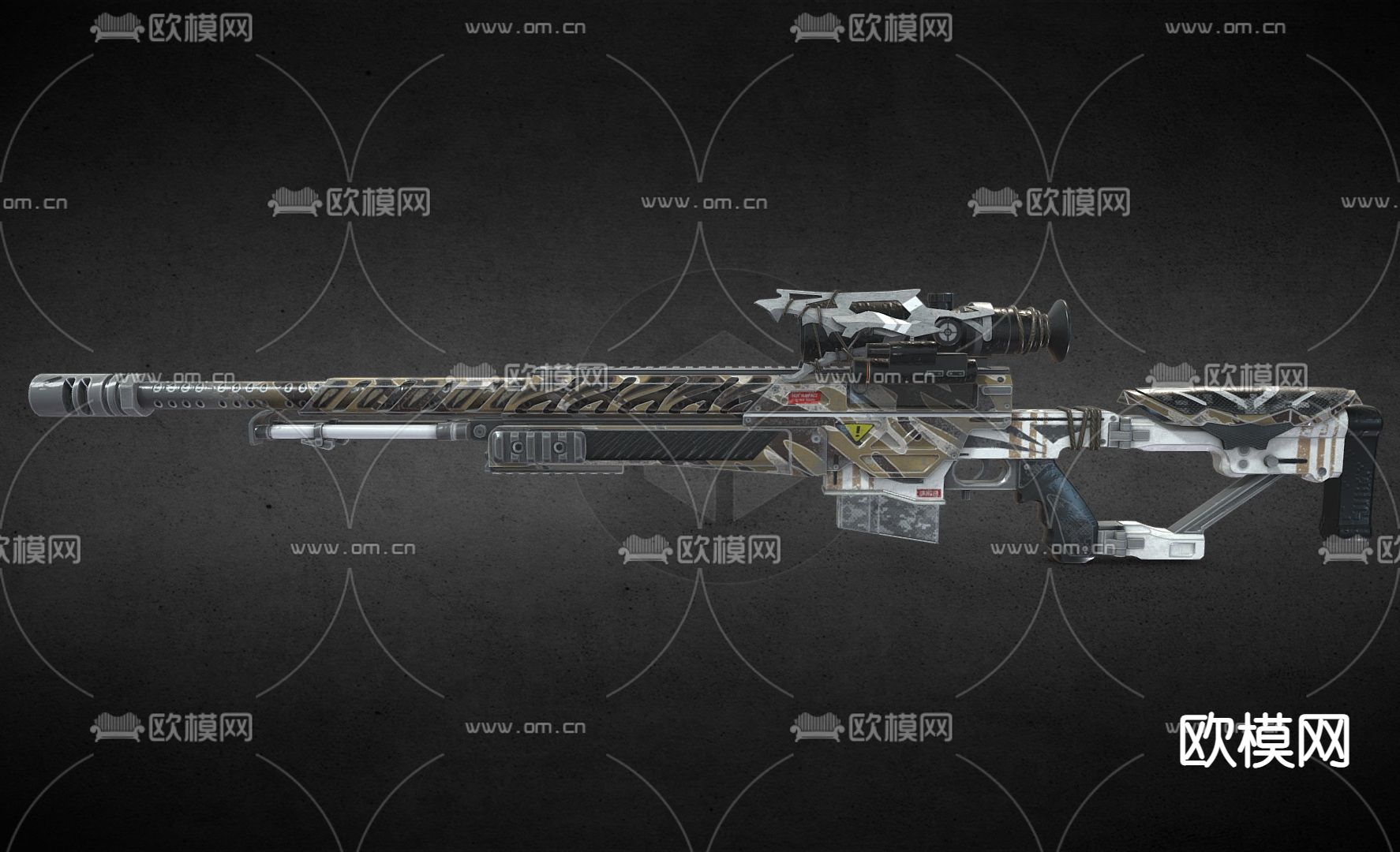 科技感武器 步枪枪械 游戏武器 游戏装备su模型下载（渲染图2）