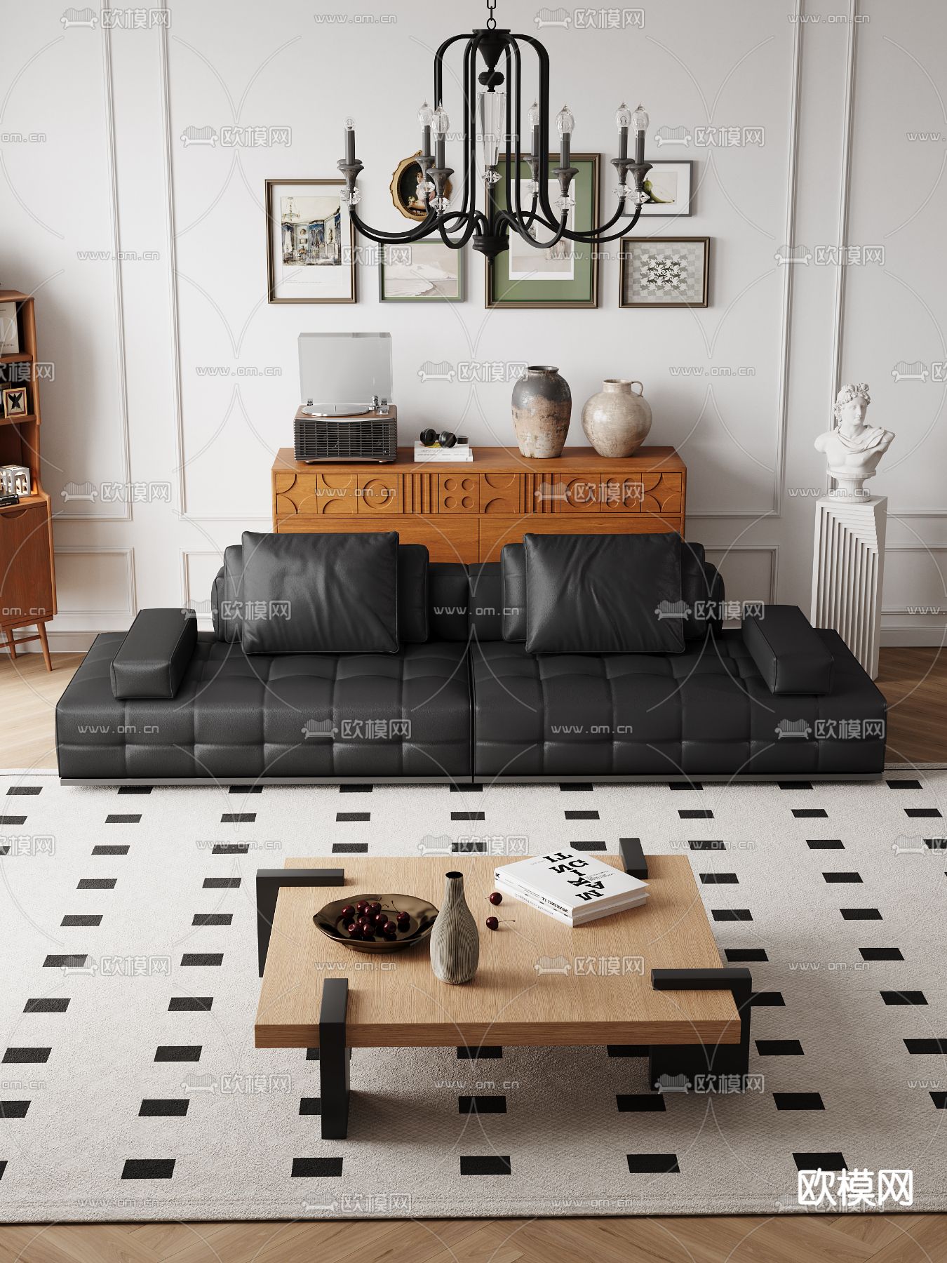 皮革沙发 双人沙发3d模型下载（渲染图1）