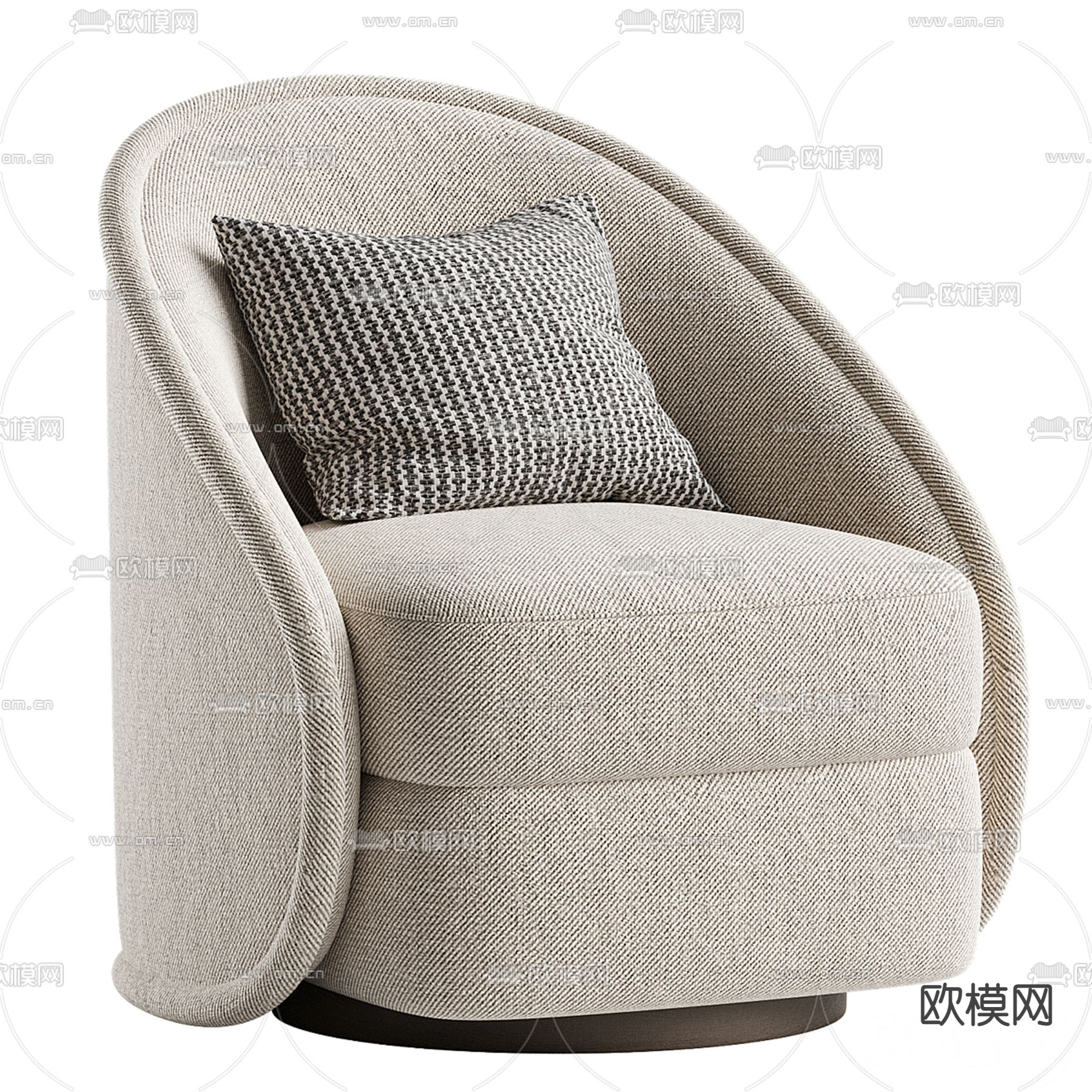 布艺 休闲椅3d模型下载（渲染图2）