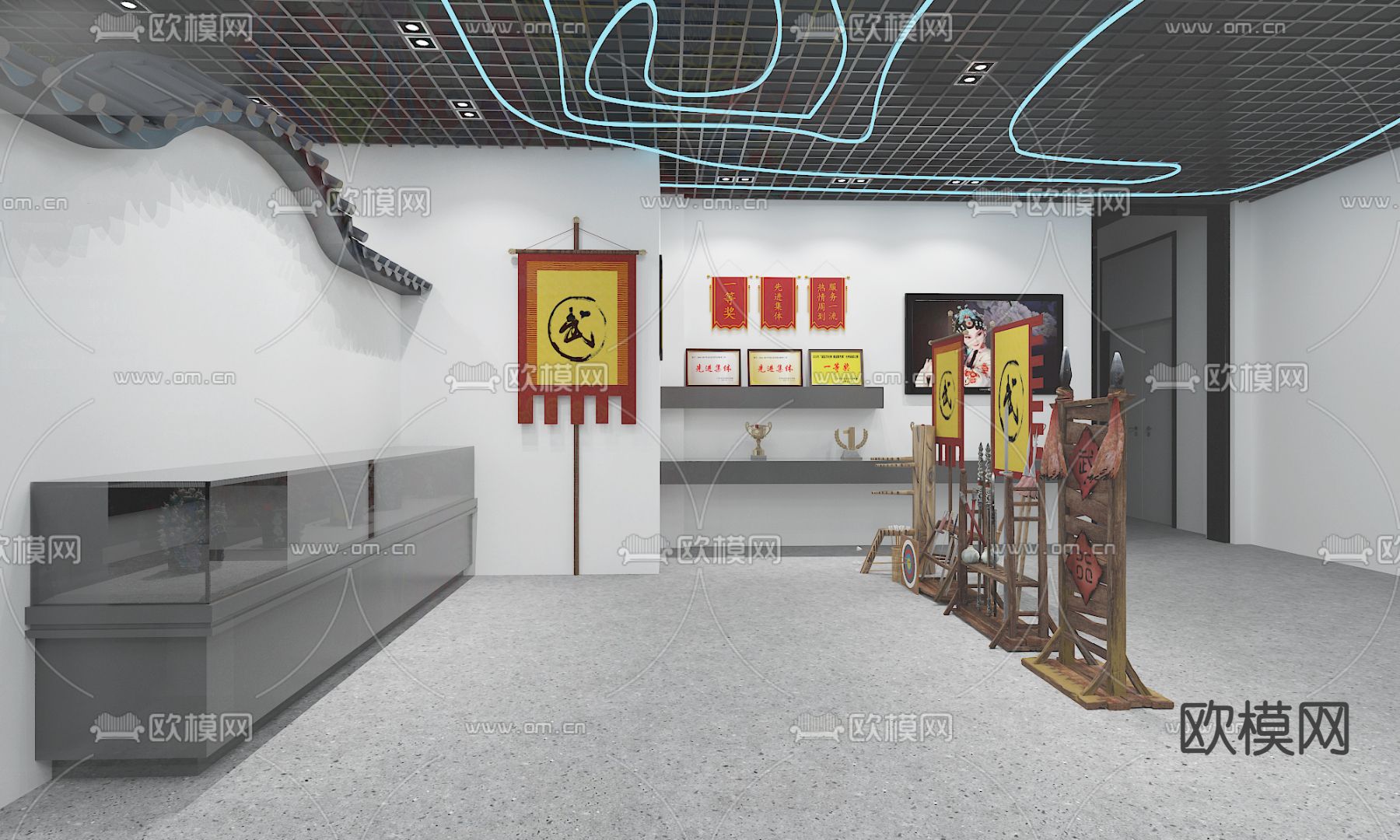 戏剧展厅 戏曲文化馆3d模型下载（渲染图3）