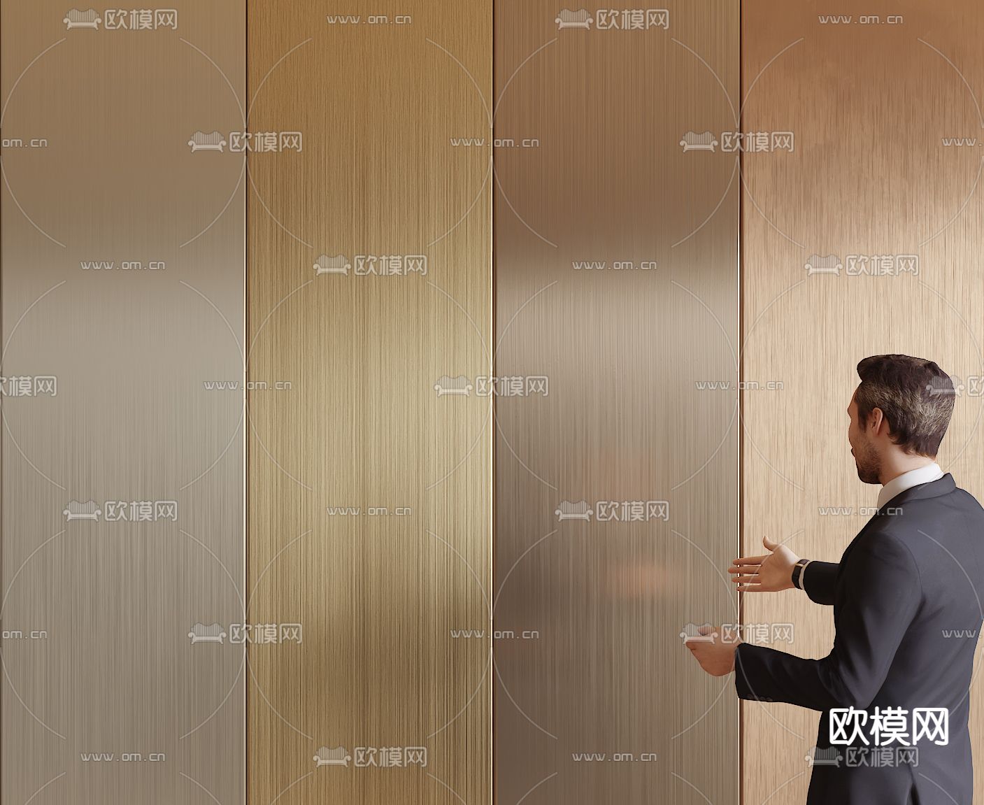 护墙板 木饰面 墙裙3d模型下载（渲染图3）