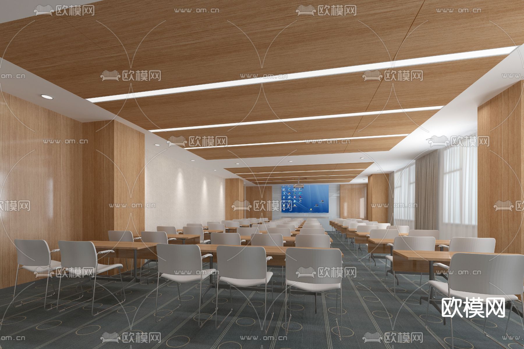 现代报告厅 会议厅3d模型下载