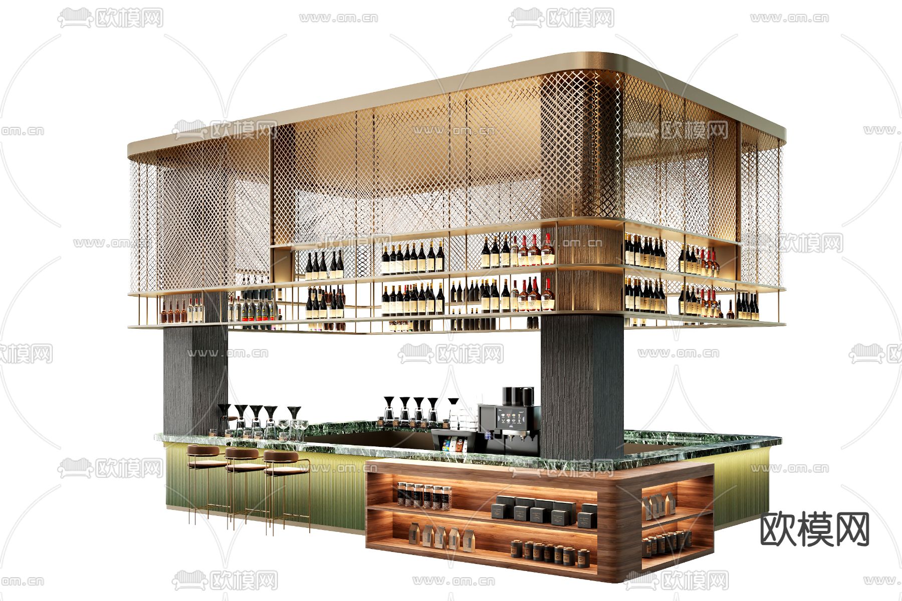 酒吧 吧台3d模型下载