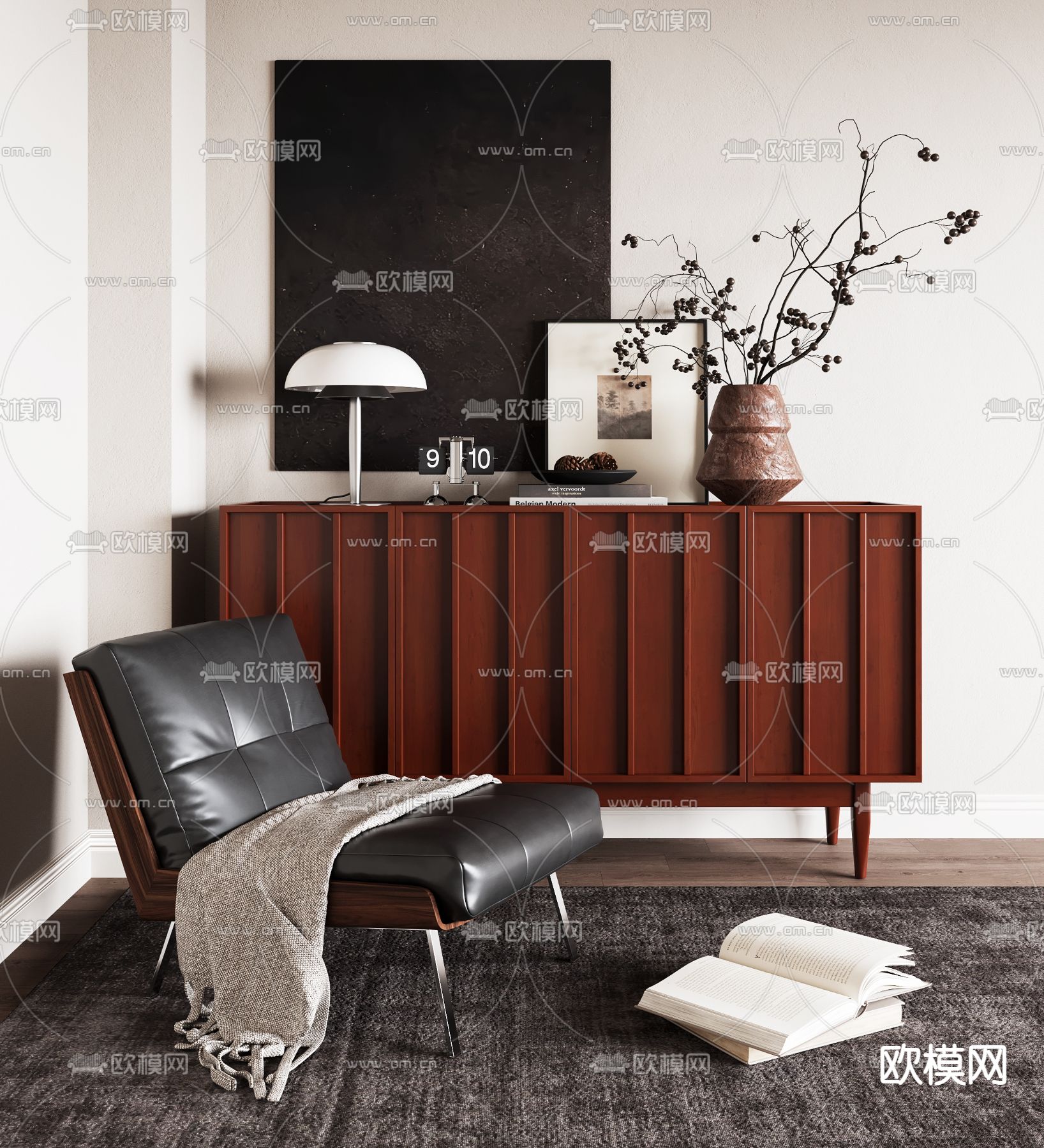 中古风端景柜 玄关柜3d模型下载