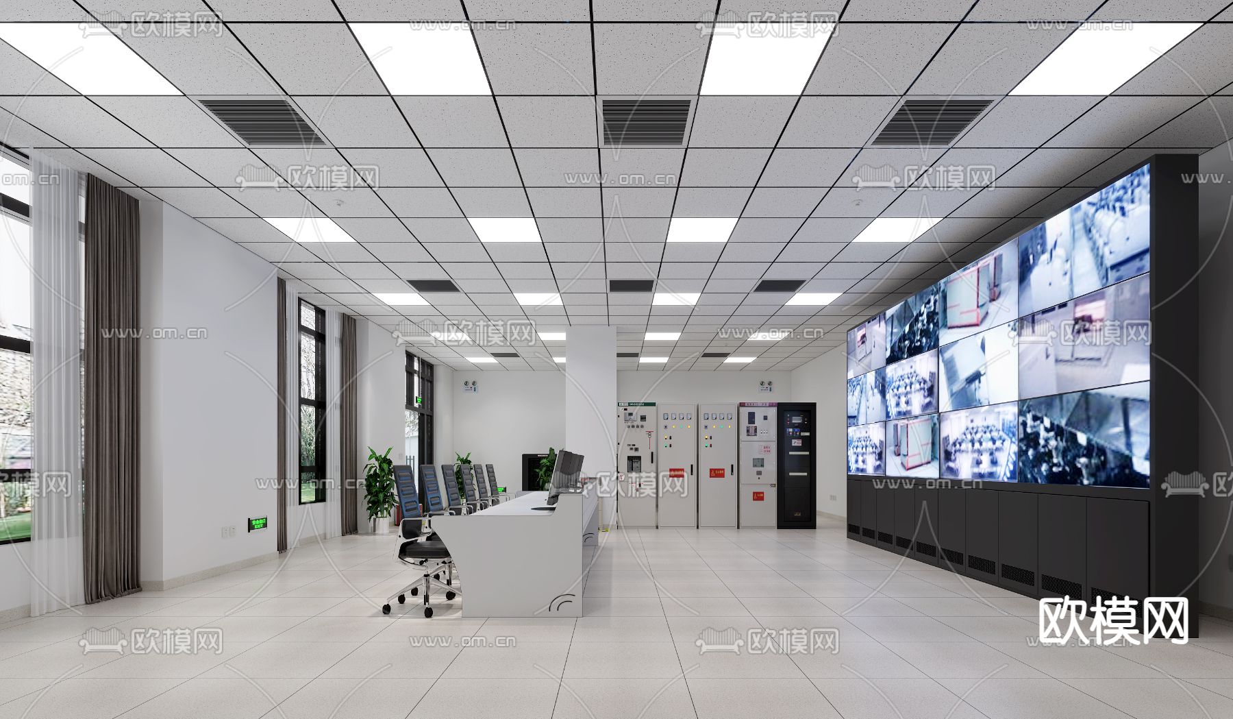 监控室 指挥室3d模型下载（渲染图2）