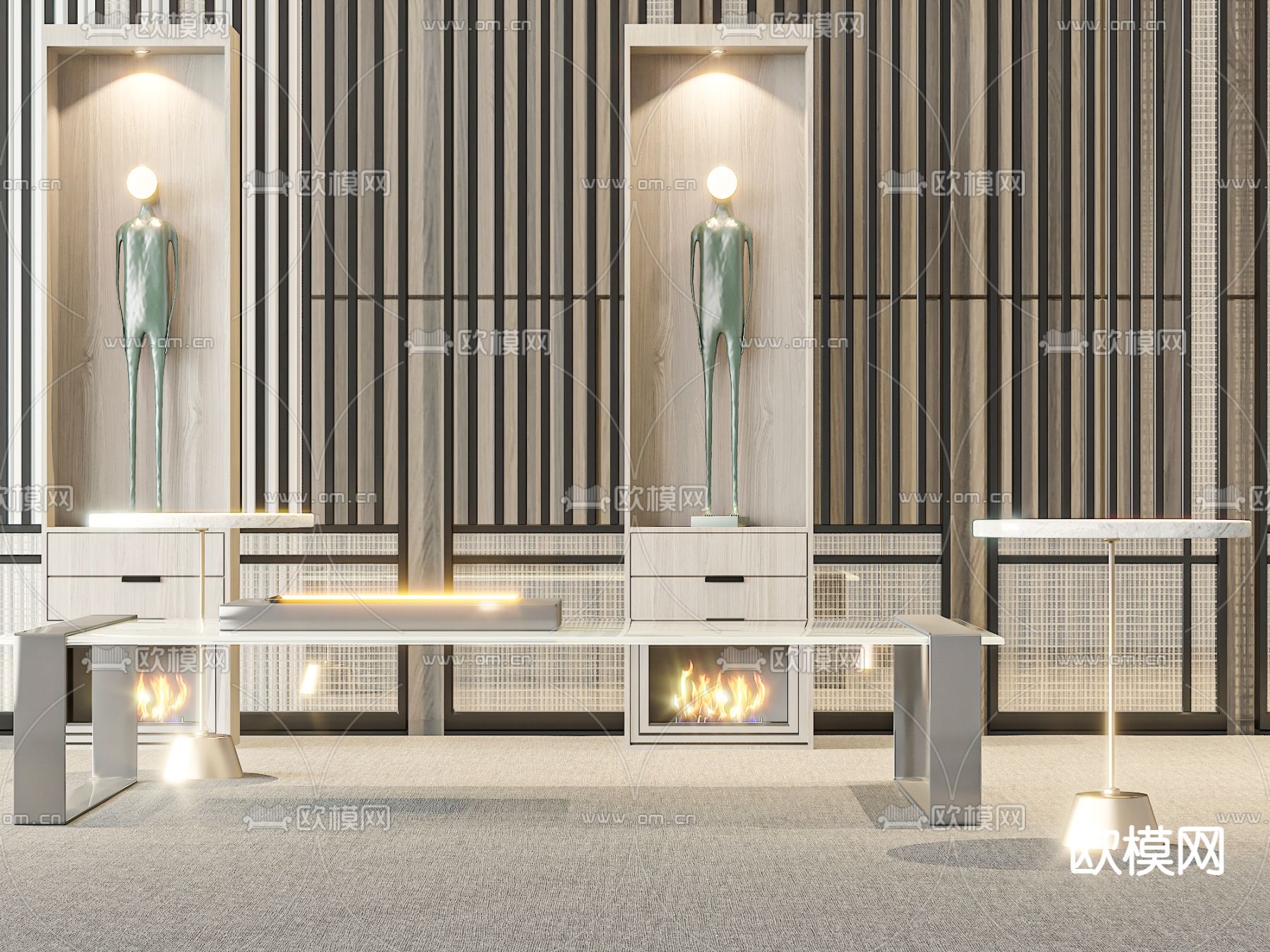 长条茶几3d模型下载