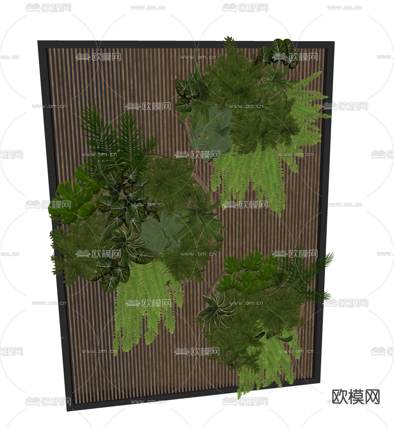 现代植物墙 绿植su模型下载（渲染图1）