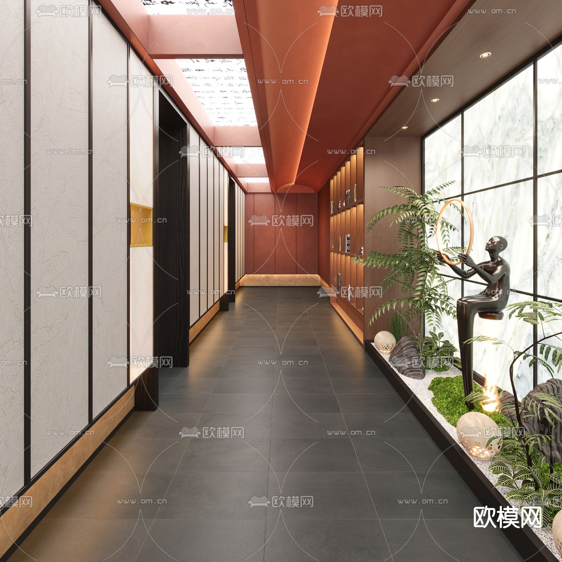 过道造景su模型下载（渲染图2）