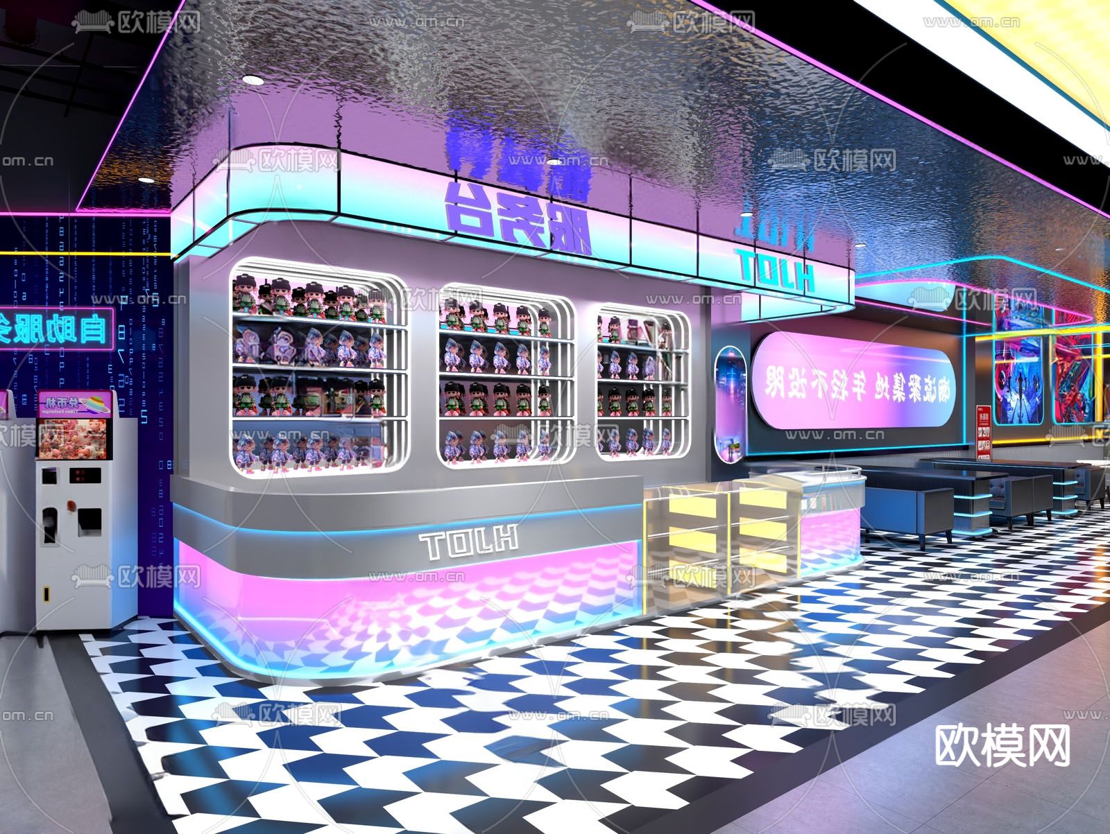 电玩城前台 休息区3d模型下载