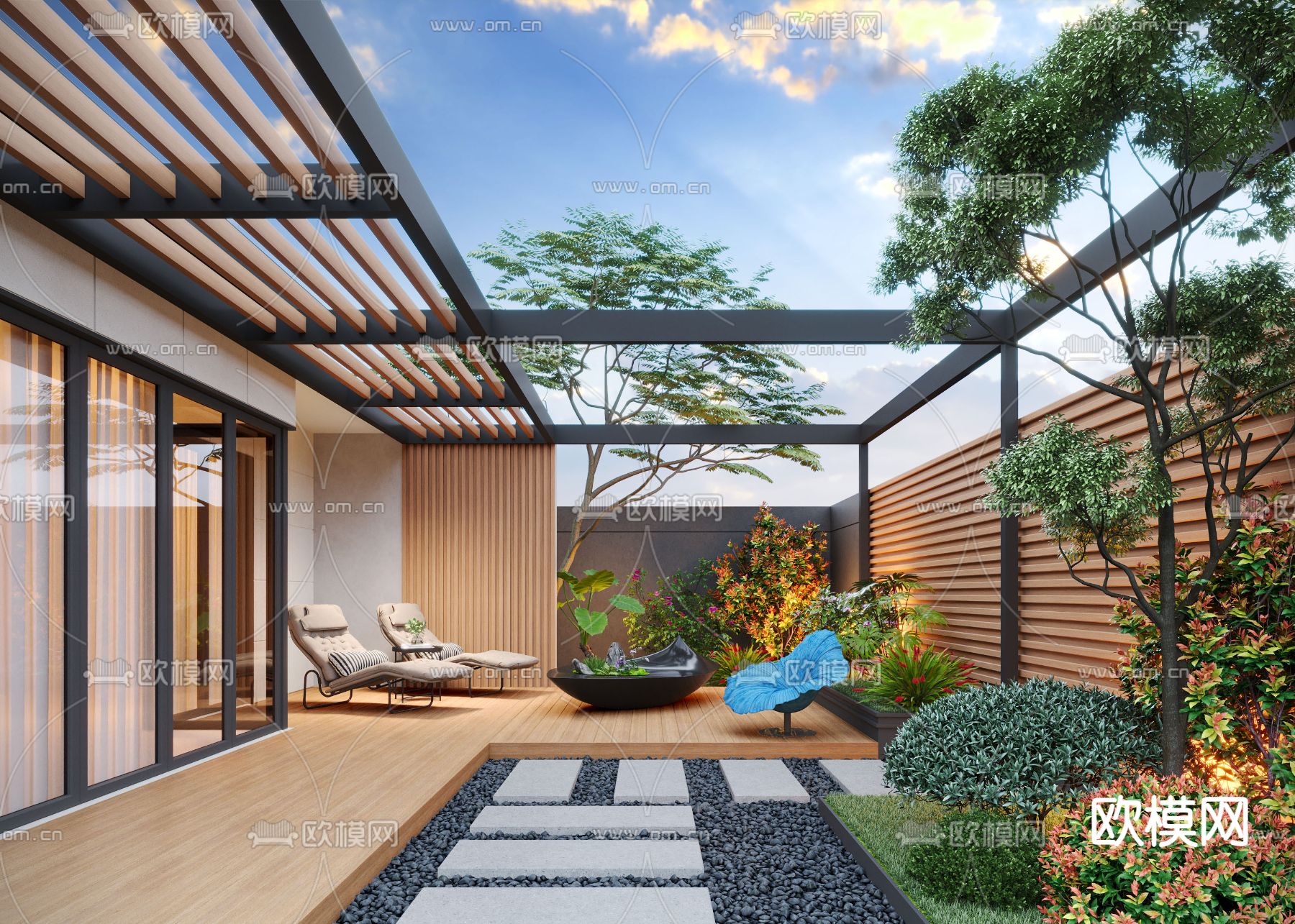 居家庭院 别墅庭院3d模型下载